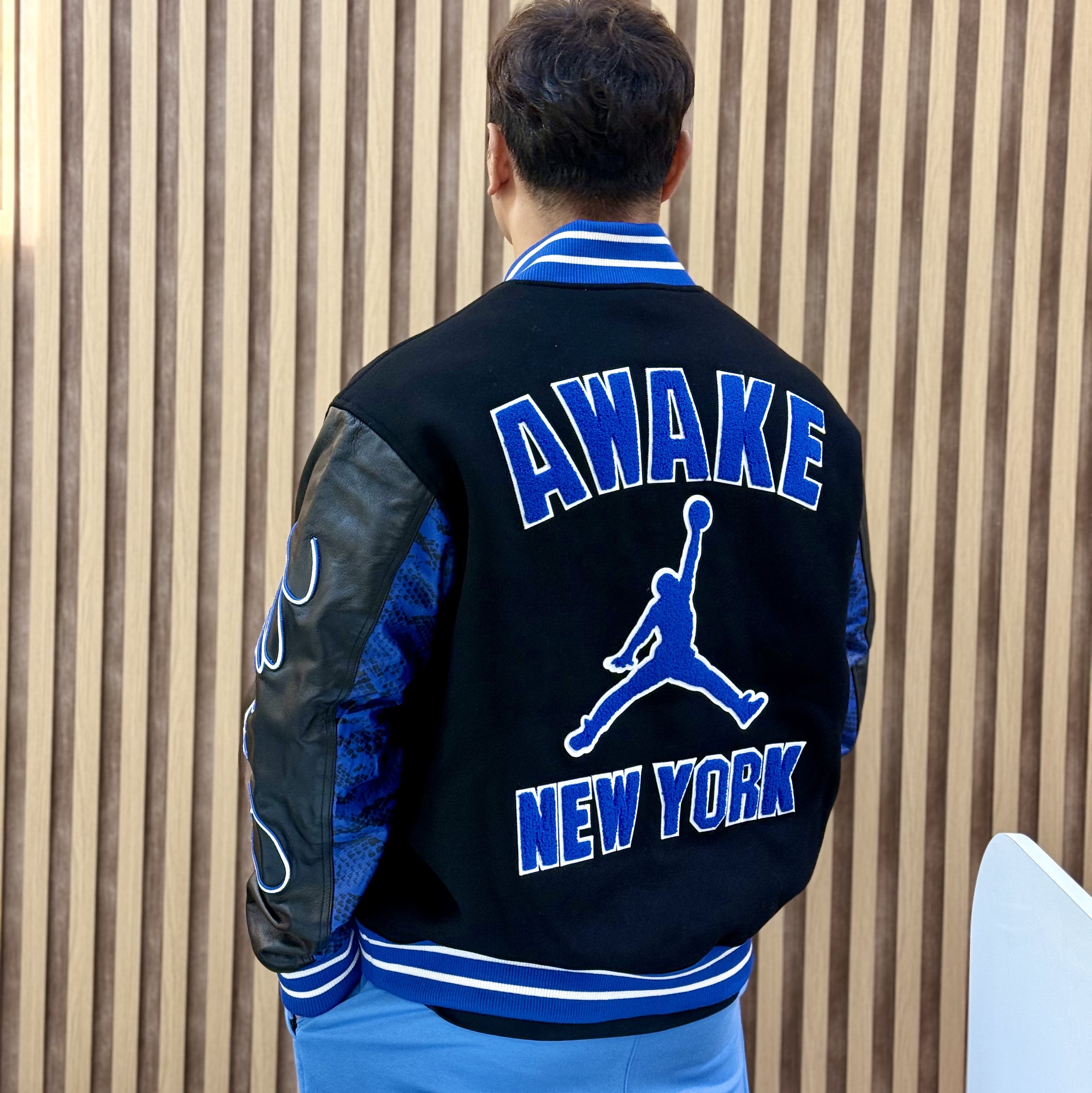 Jordan x Awake NY Varsity Jacket Black (FQ5439-010) 착용 스타일
