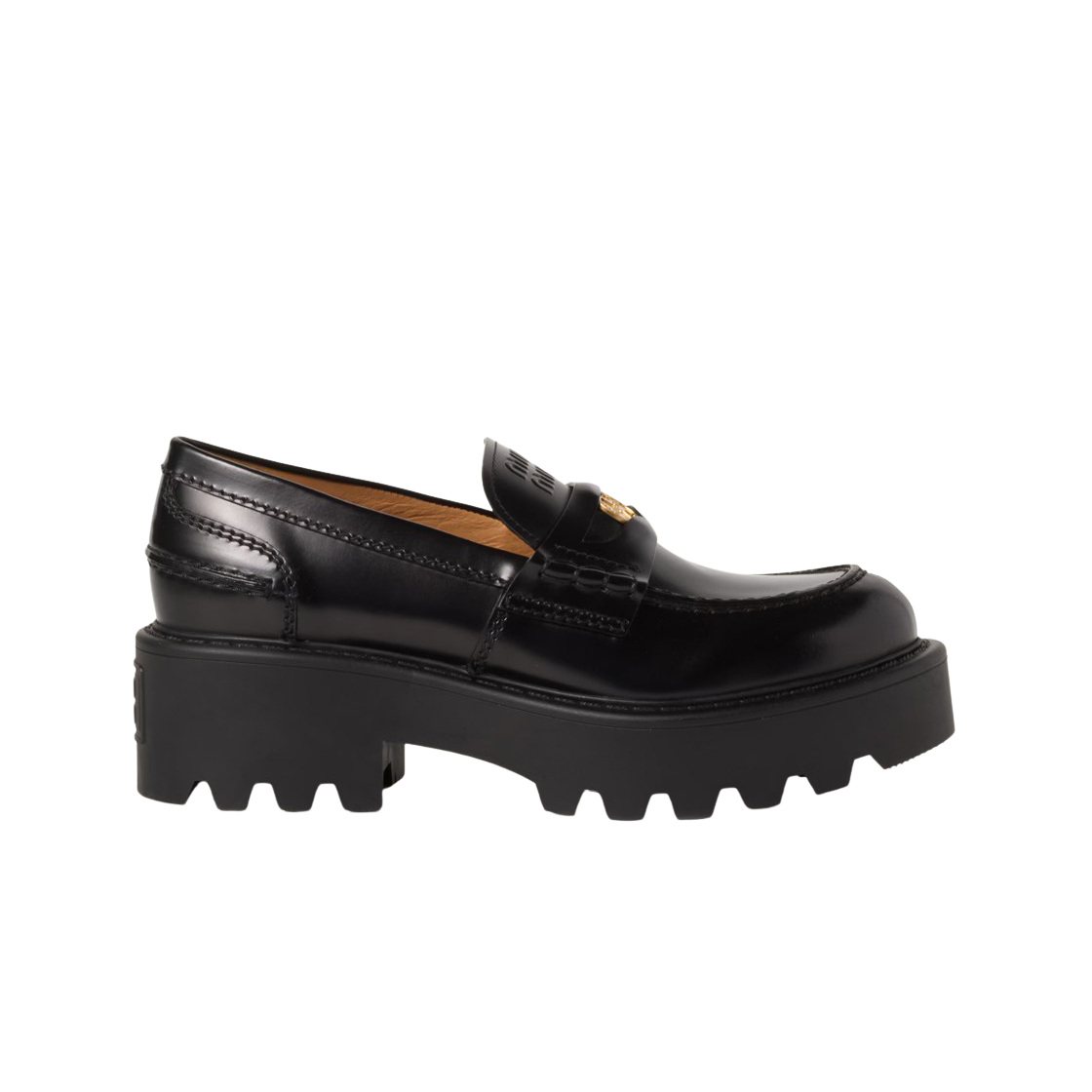 5D292E-B4L-F0002 (W) Miu Miu Brushed Leather Loafers Black