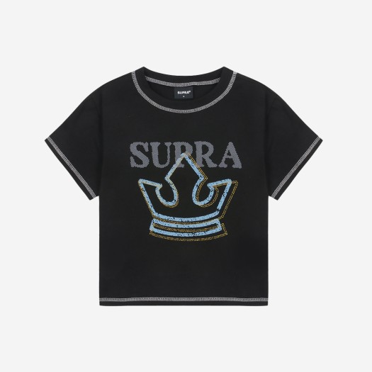 WWRS00651-BKS Supra Women'S Crown Logo Point Crop T-Shirt