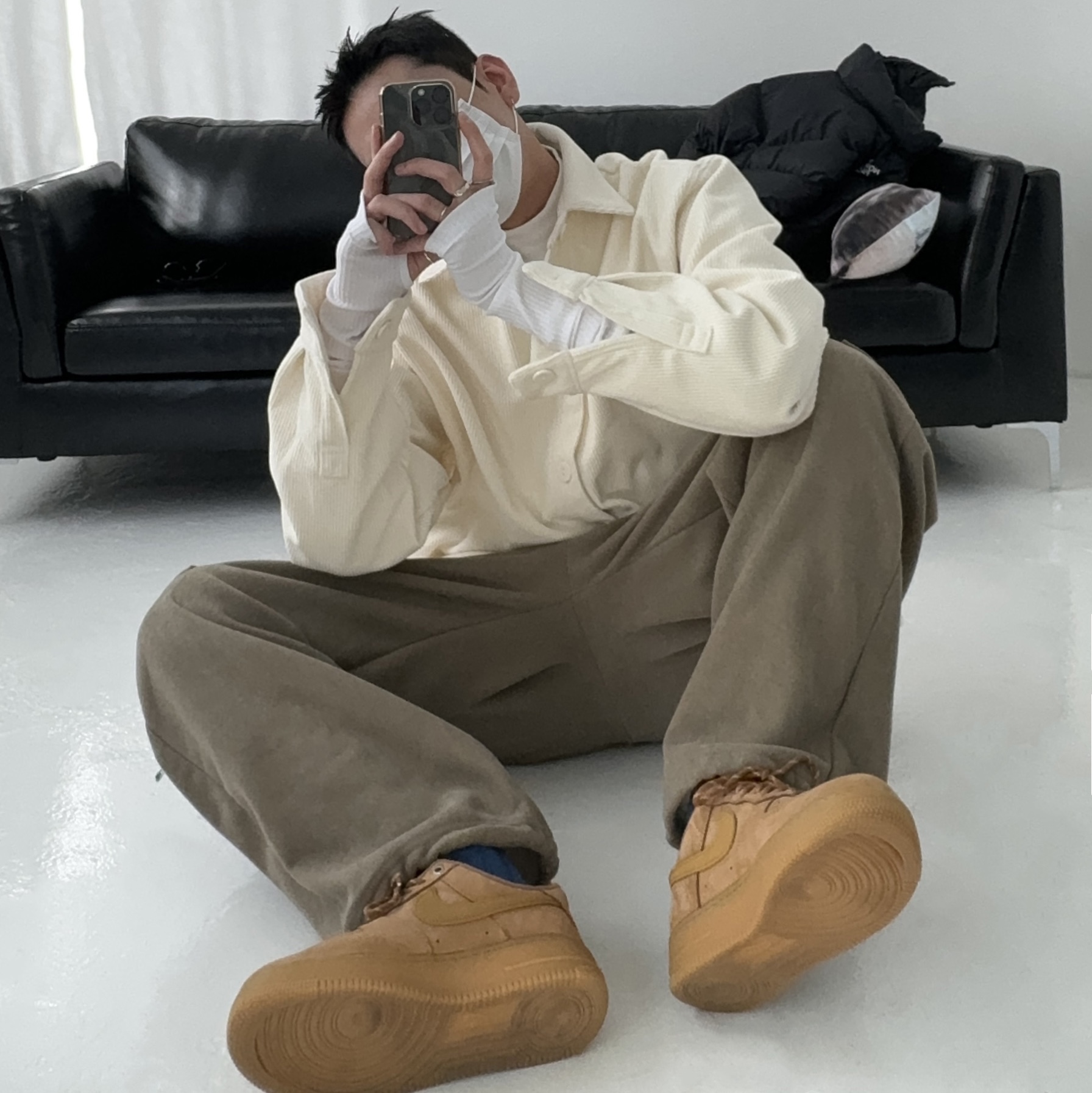 Nike Air Force 1 '07 WB Flax 착용 스타일 - 1