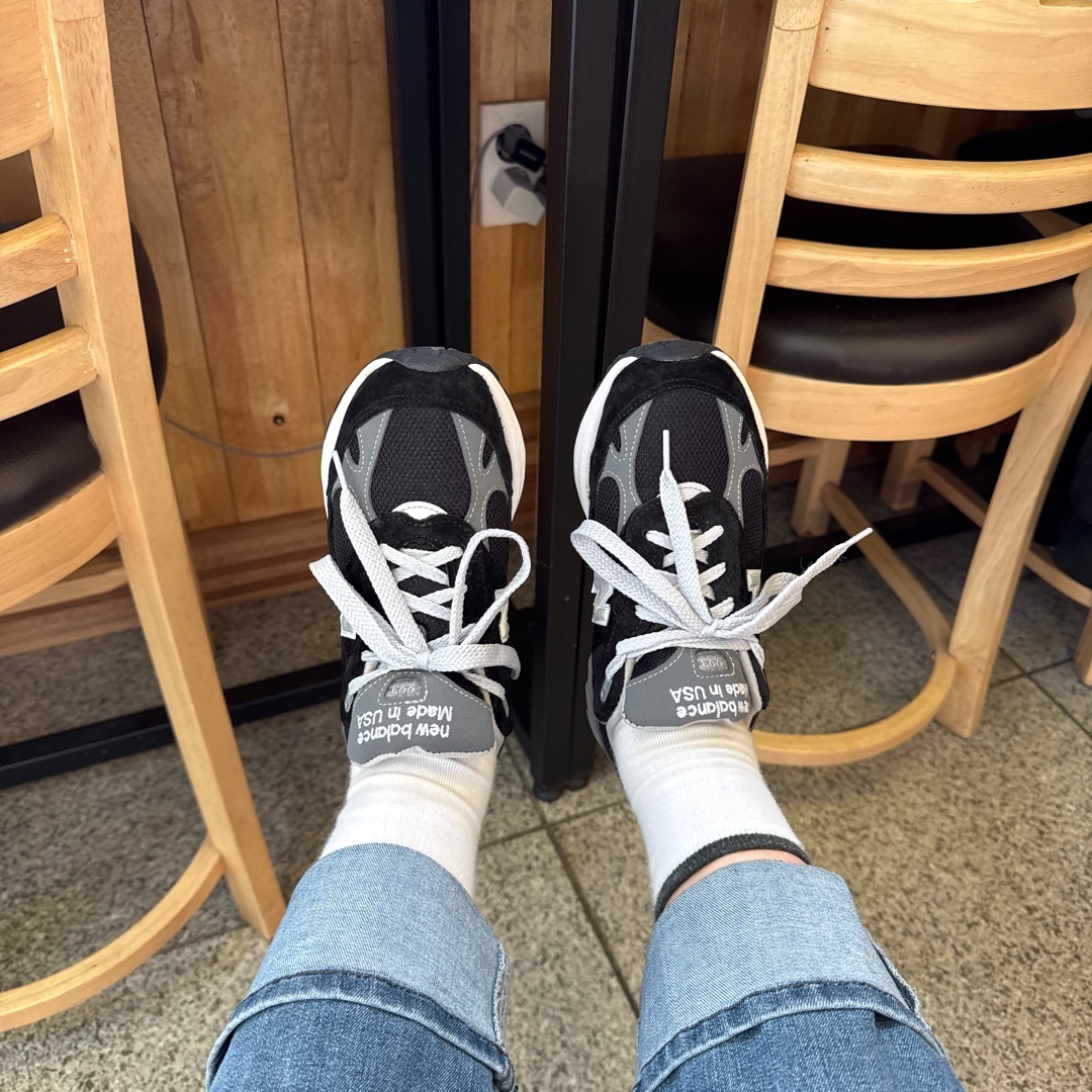 (W) New Balance 993 Made in USA Black - B Standard 착용 스타일 - 3