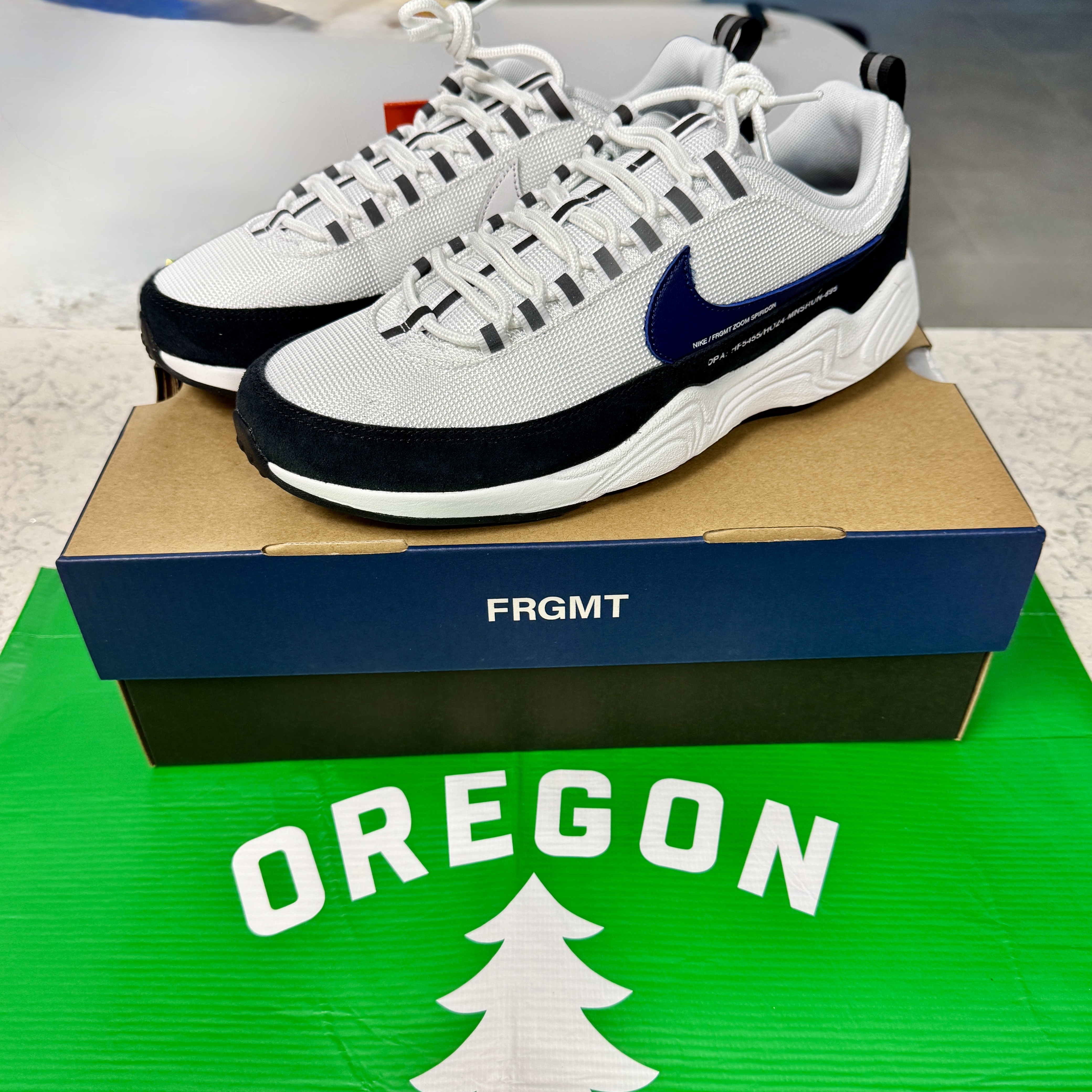 Nike x Fragment Air Zoom Spiridon Blue Void 착용 스타일 - 2