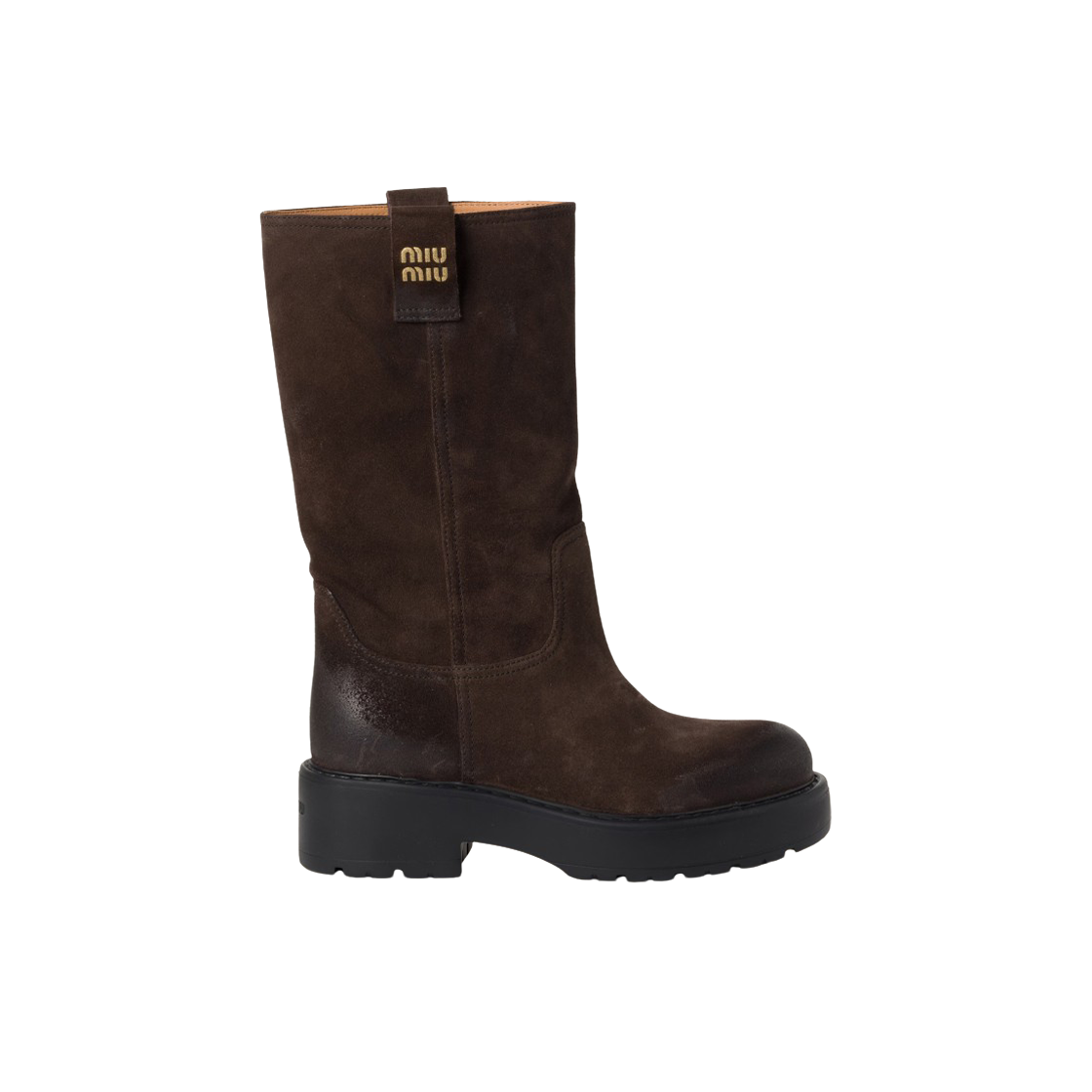 5U270E-0B2-F0003 (W) Miu Miu Suede Boots Dark Brown