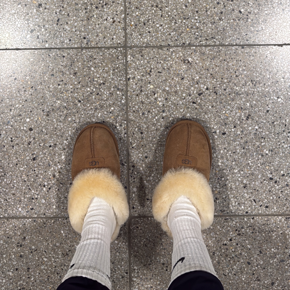 (W) UGG Coquette Slipper Chestnut, Nike Everyday Lightweight Training Crew Socks White (3 Pack/Korean Ver.) 착용 스타일