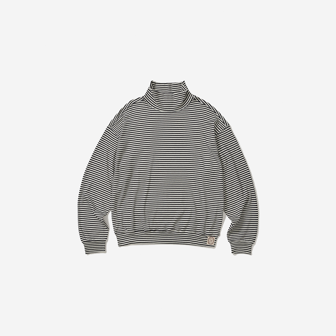 카락터 저지 스트라이프 터틀넥 아이보리