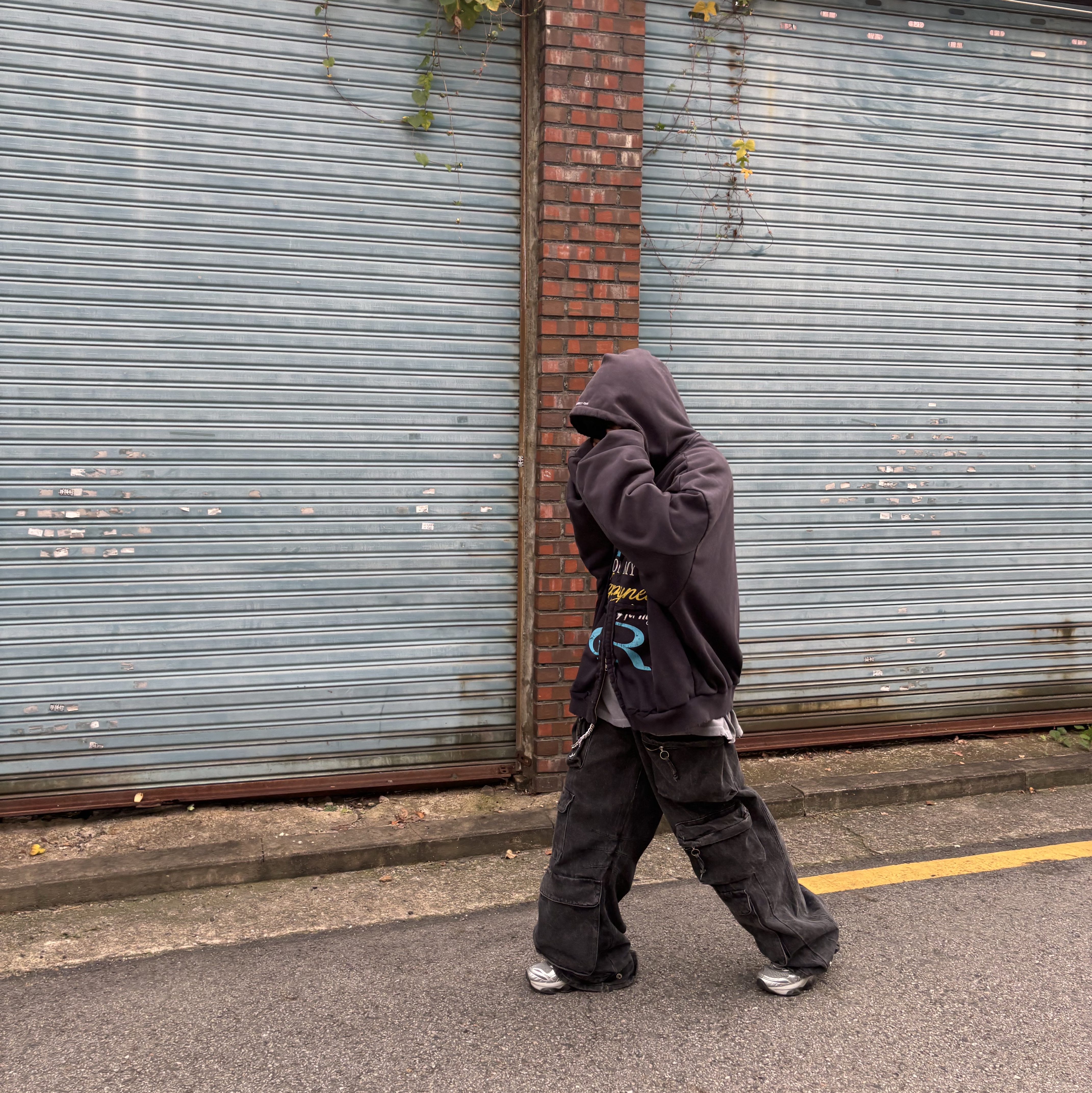 Project G/R Happiness Zip Hoodie Navy, Asics Gel-Quantum Kinetic Mid Grey Pure Silver 착용 스타일 - 8