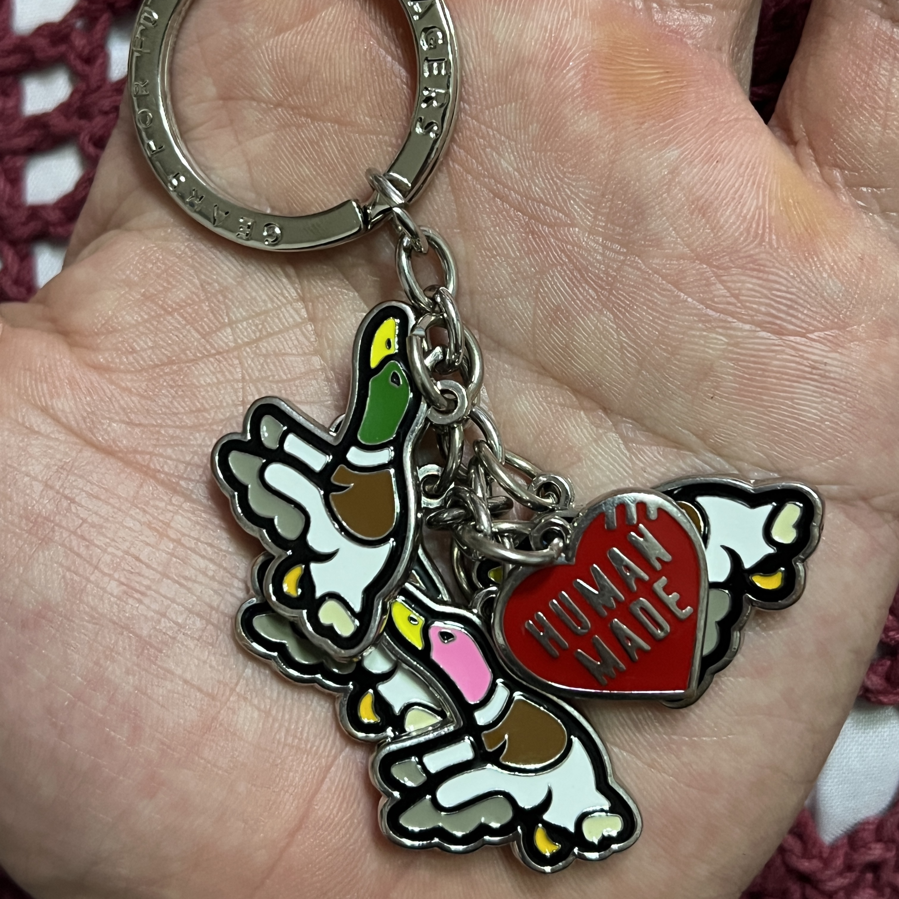 Human Made Flying Duck Keyring Silver 착용 스타일