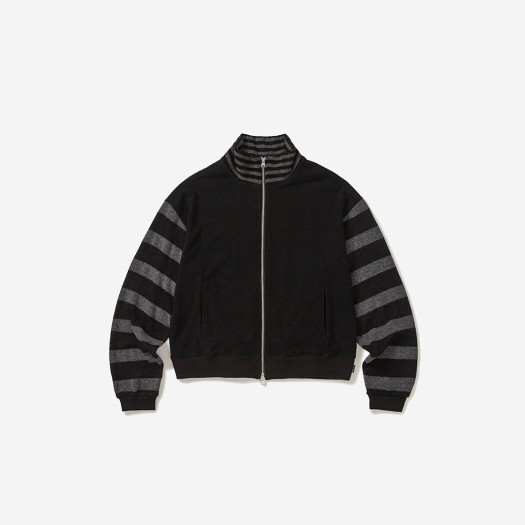 KAT9241 Karactor Stripe Knit Zip-Up Jacket Black