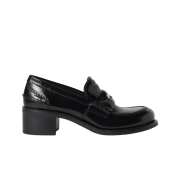 (W) Miu Miu Brushed Leather Loafers Black
