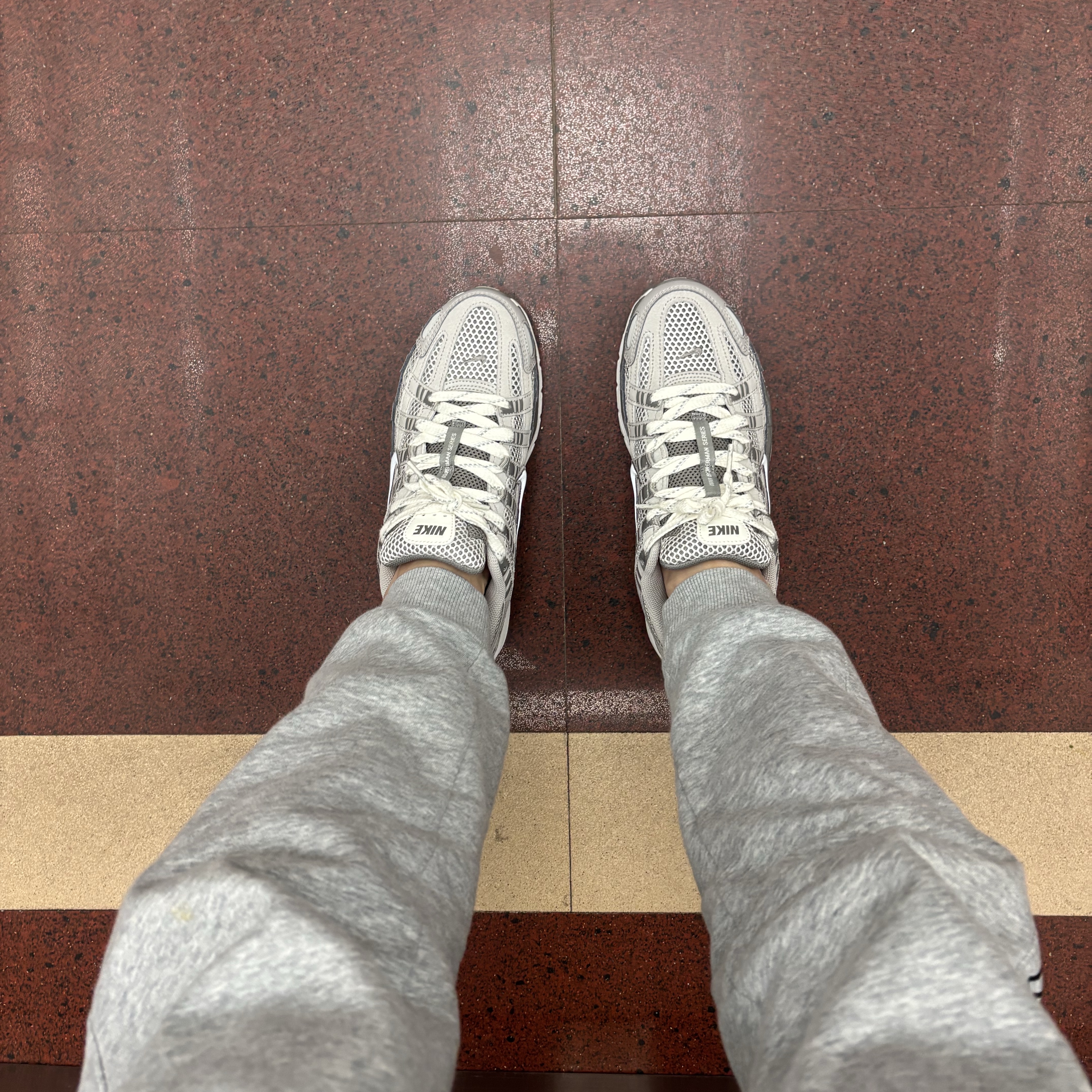 Nike P-6000 PRM Light Iron Ore 착용 스타일