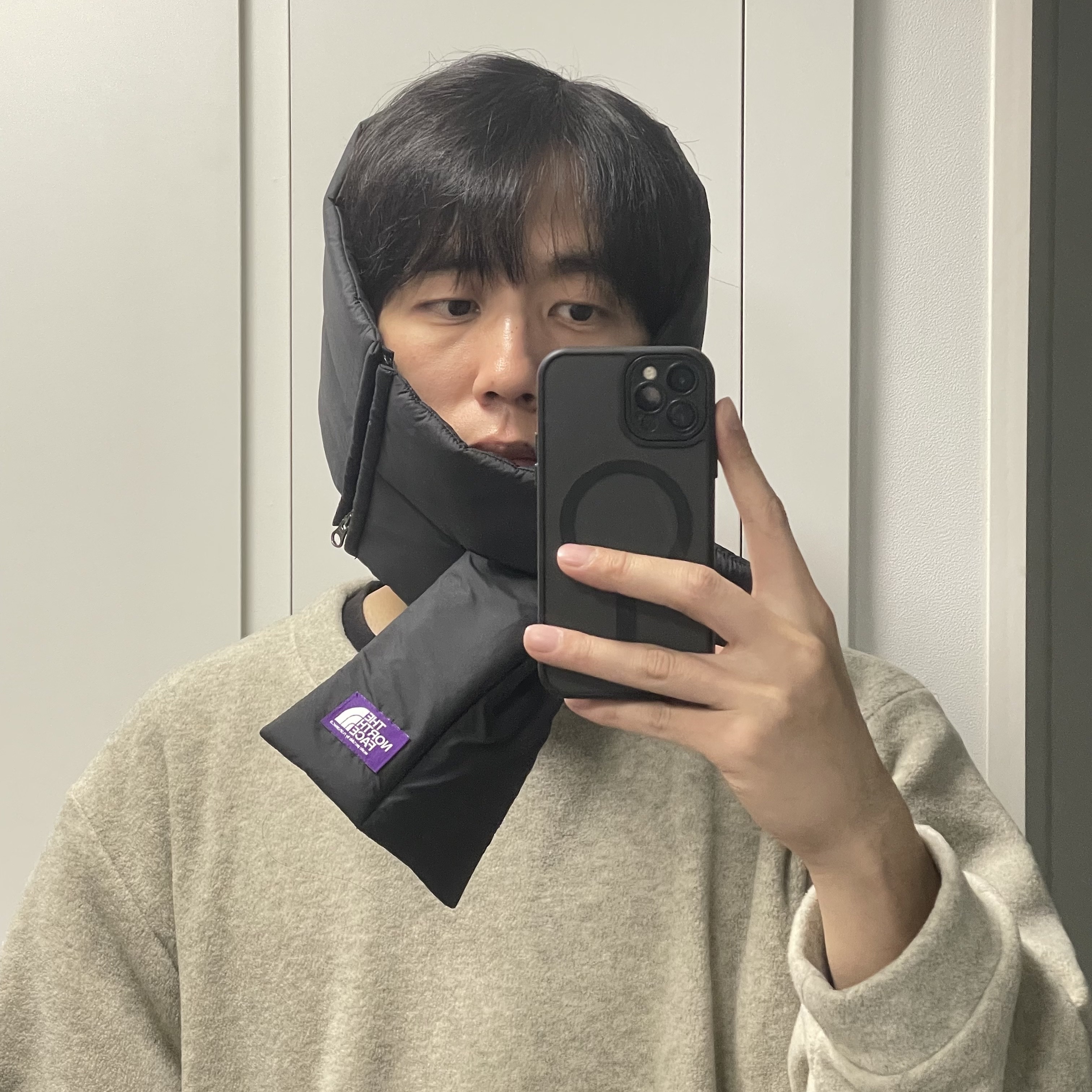 Kapital Reverse Fleece Big Crew Sweatshirt Kinari, The North Face Purple Label Field Insulation 2Way Neck Warmer Black 착용 스타일