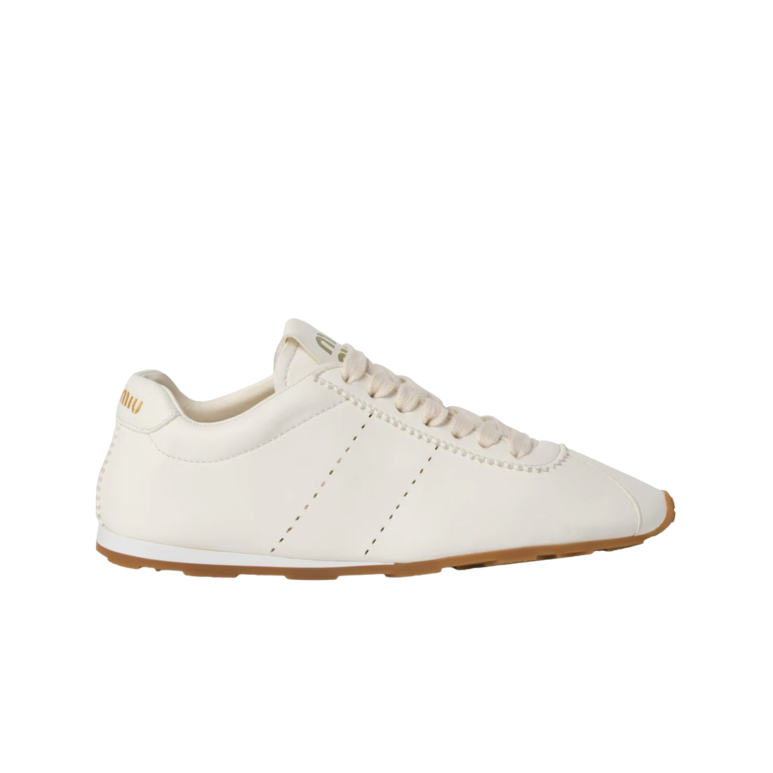 5E114E-038-F0304 (W) Miu Miu Plume Nappa Leather Sneakers Ivory