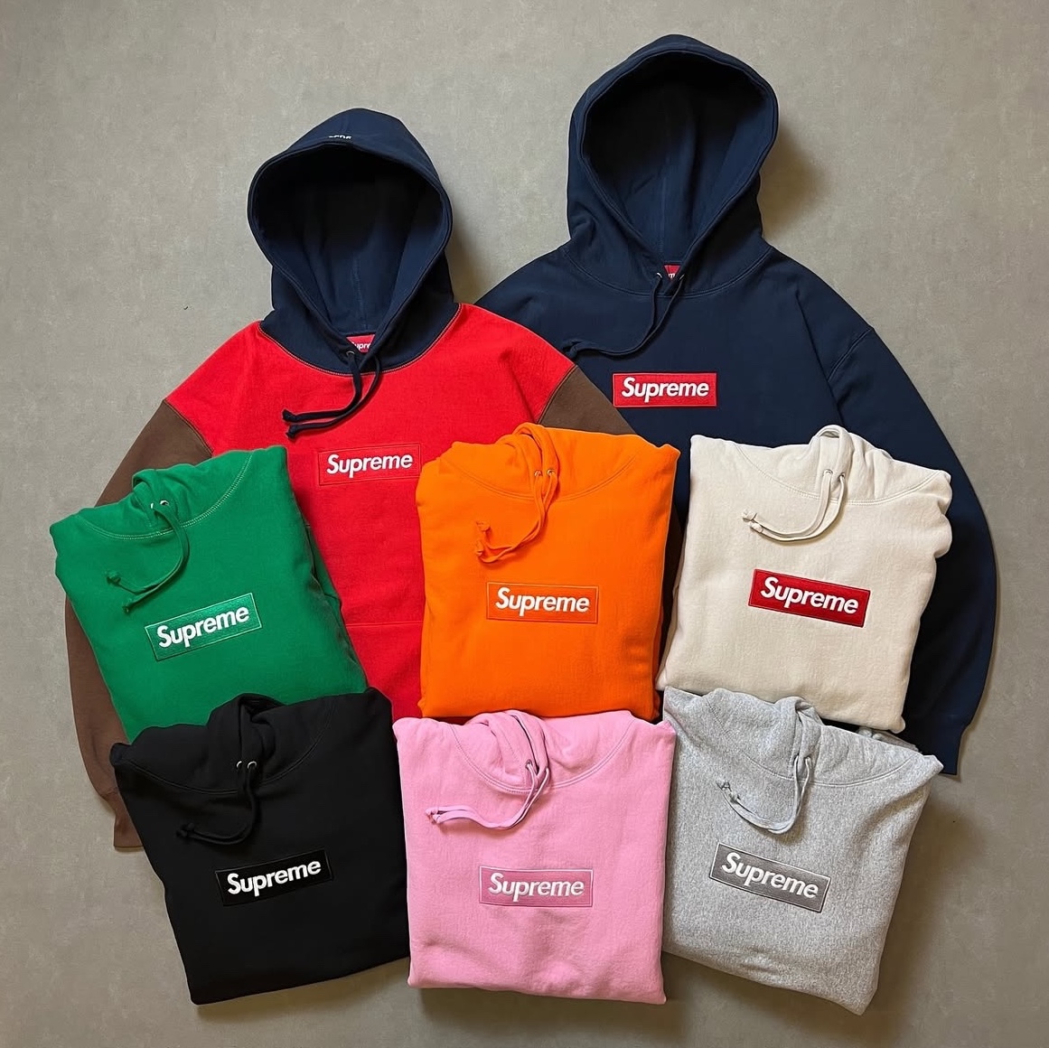 Supreme Box Logo Hooded Sweatshirt Navy - 24FW, Supreme Box Logo Hooded Sweatshirt Heather Grey - 24FW 착용 스타일