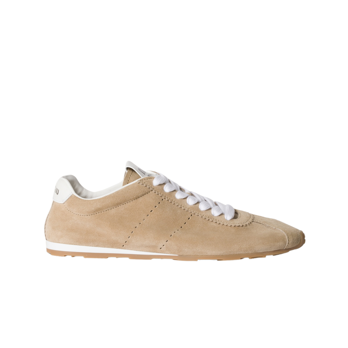 (W) 미우 미우 플럼 스웨이드 스니커즈 데저트 베이지((W) Miu Miu Plume Suede Sneakers Desert Beige)