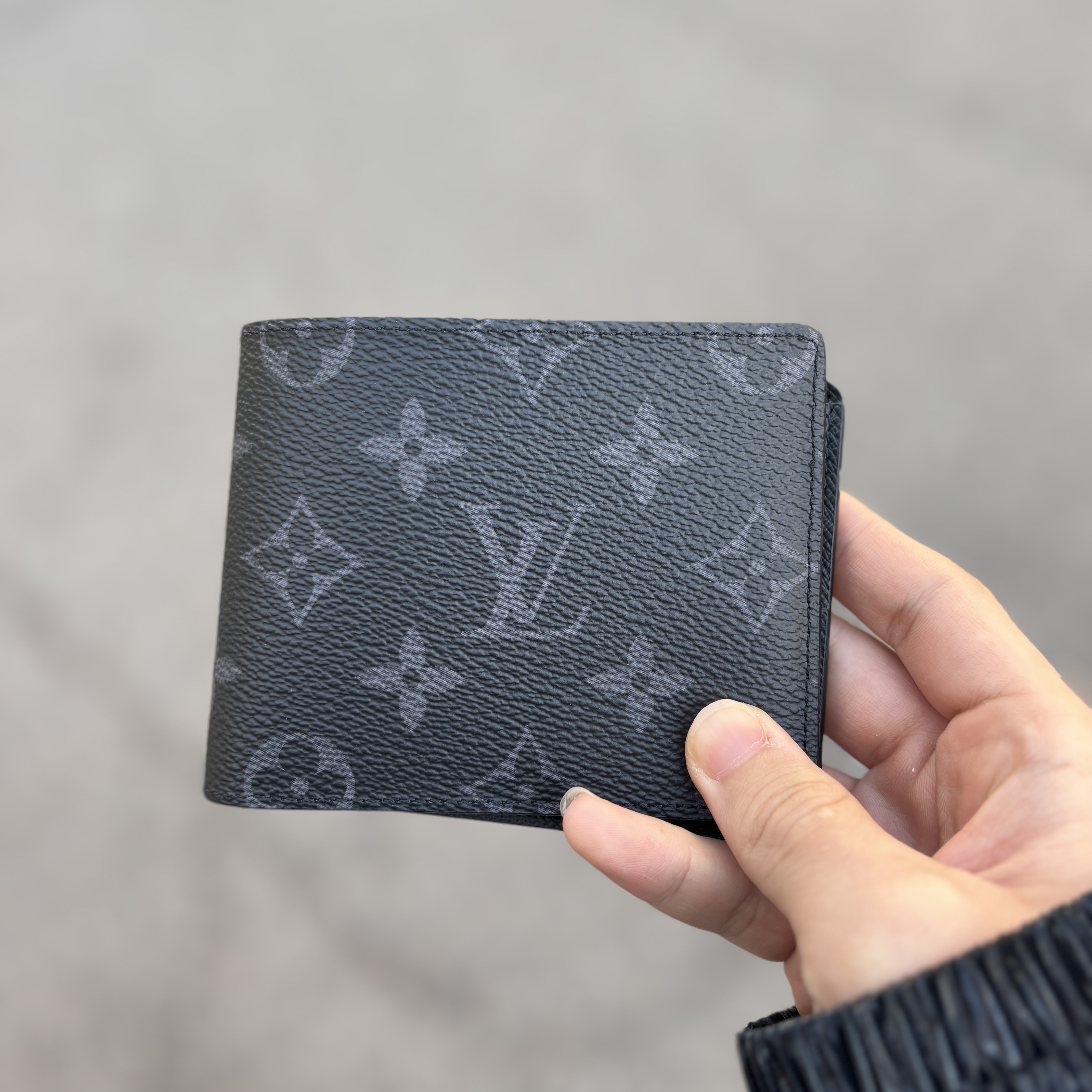 Louis Vuitton Slender Wallet Monogram Eclipse 착용 스타일