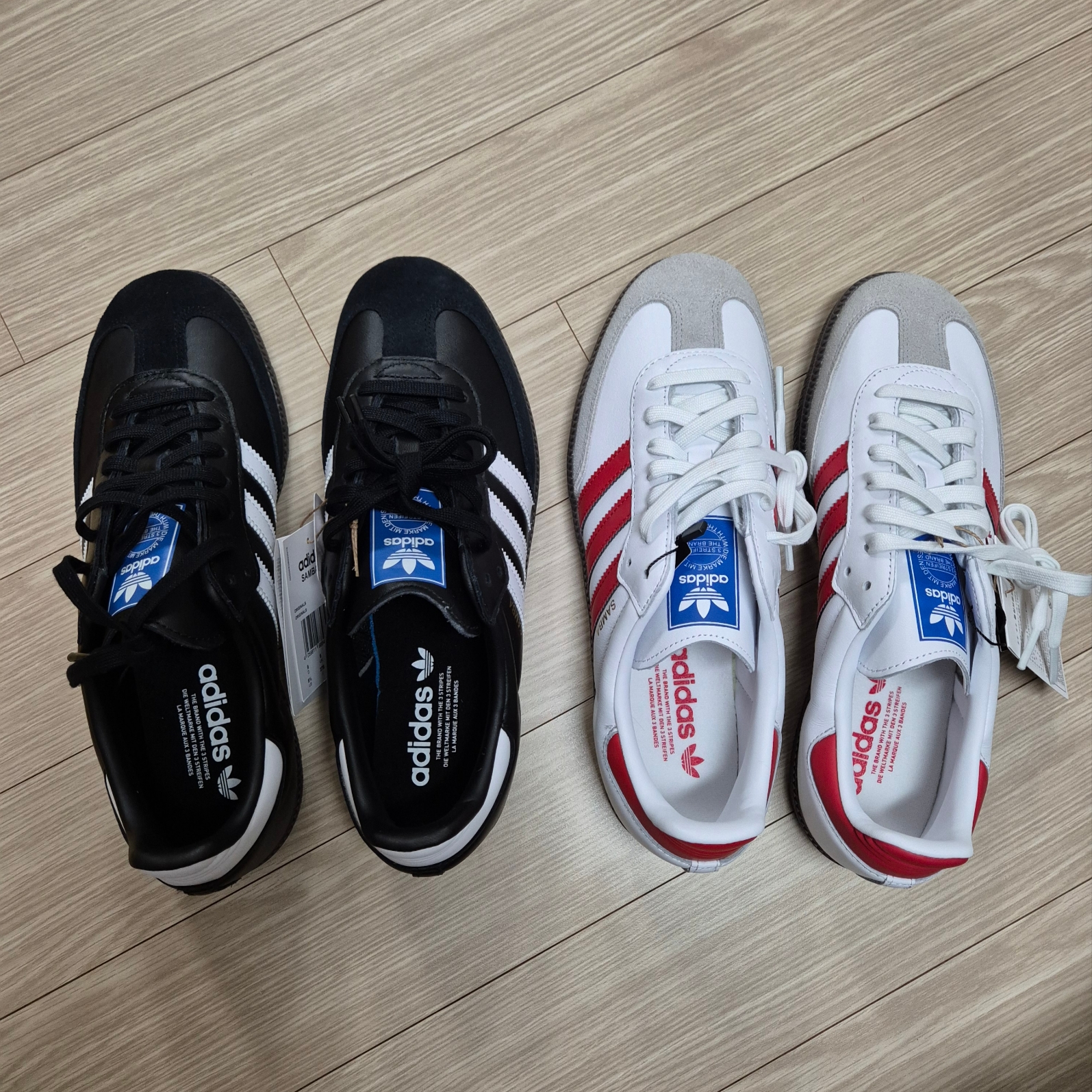 Adidas Samba OG Black White Gum, Adidas Samba OG White Better Scarlet 착용 스타일
