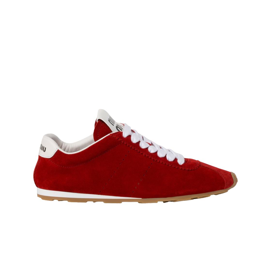 5E114E-054-F0D56 (W) Miu Miu Plume Suede Sneakers Scarlet