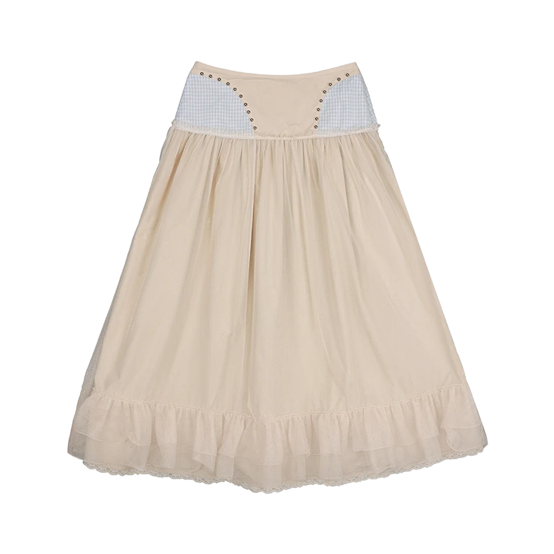 P0000DIZ [2차재입고] Dared Stud Check Tulle Skirt Ivory - 대표 이미지 #1