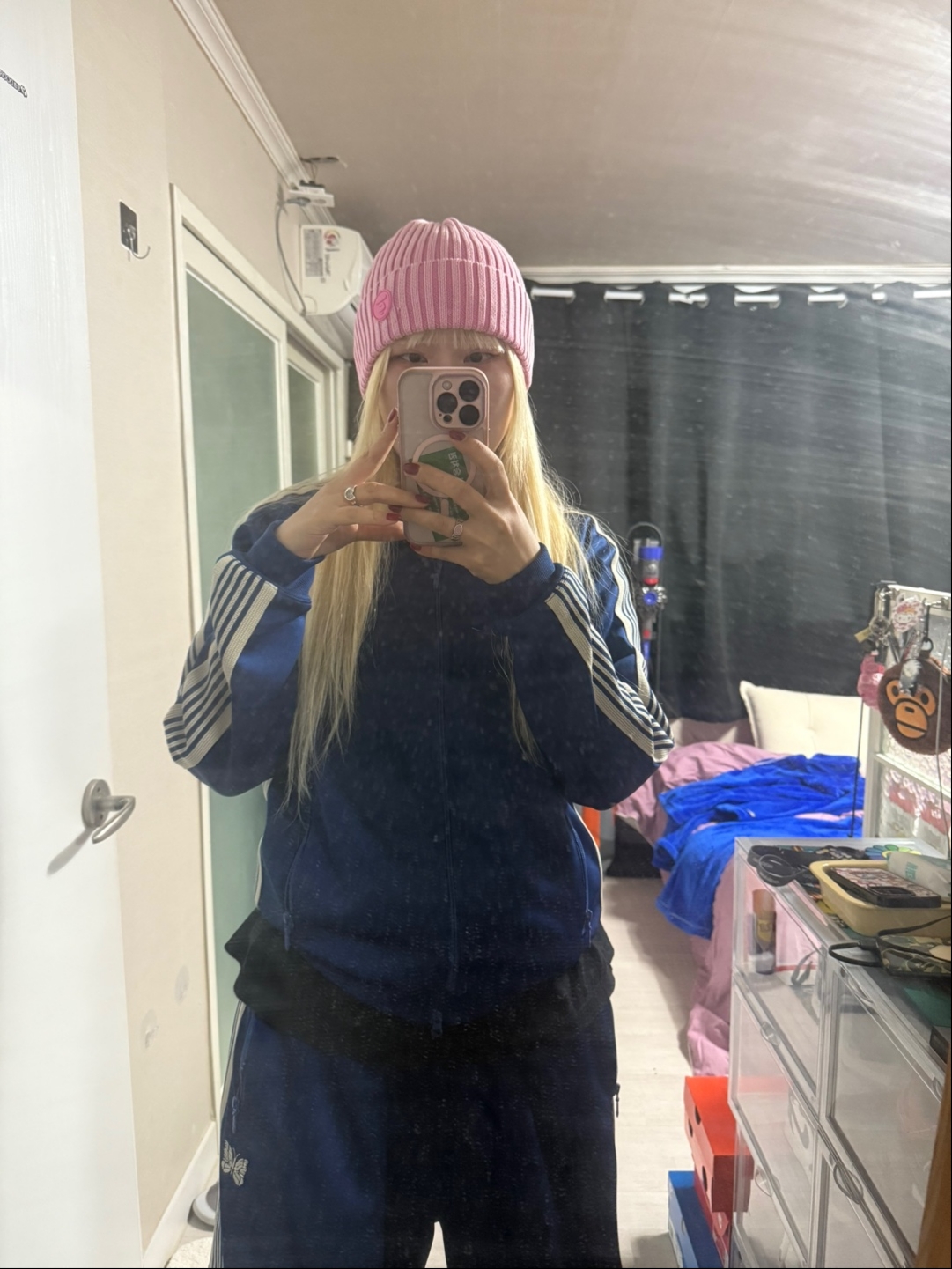 AAPE Now Knit Cap Pink - 24FW 착용 스타일
