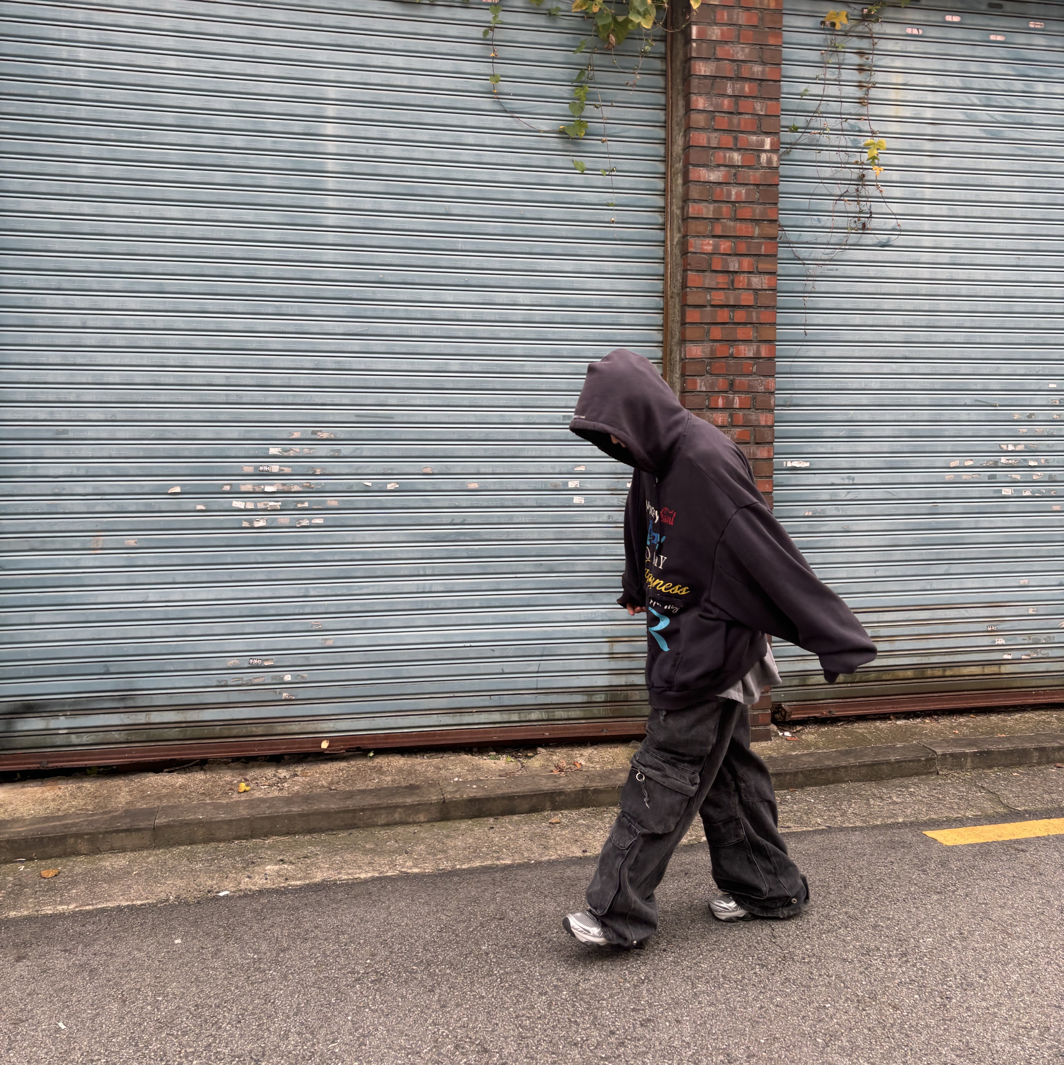 Project G/R Happiness Zip Hoodie Navy, Asics Gel-Quantum Kinetic Mid Grey Pure Silver 착용 스타일 - 7