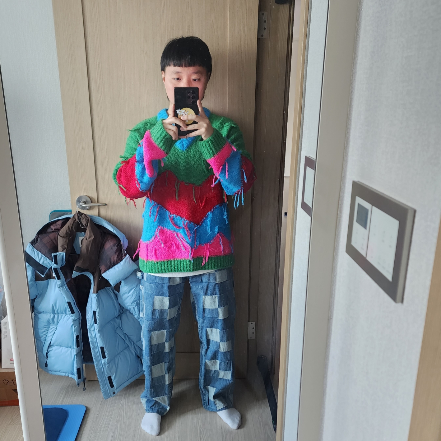 Supreme Patched Denim Painter Pants Blue - 21SS 착용 스타일