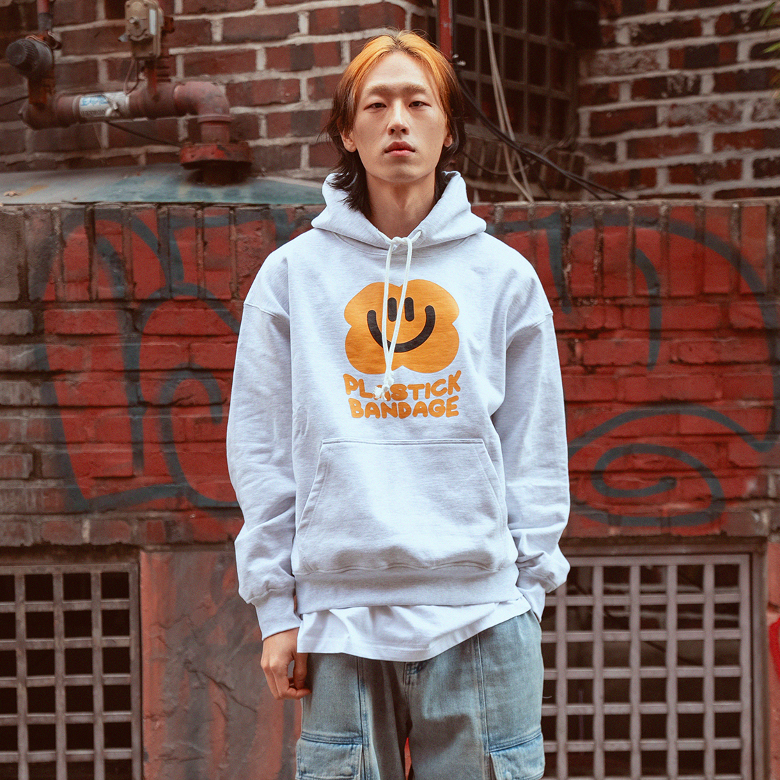 플라스틱 밴디지 스마일리 플라워 후디 그레이(Plastick Bandage Smiley Plower Hoodie Grey) - 2