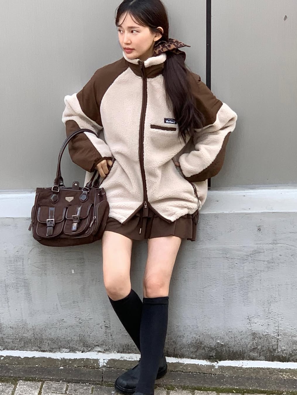 Wildthings Mountain Field Fleece Jacket Light Tan 착용 스타일