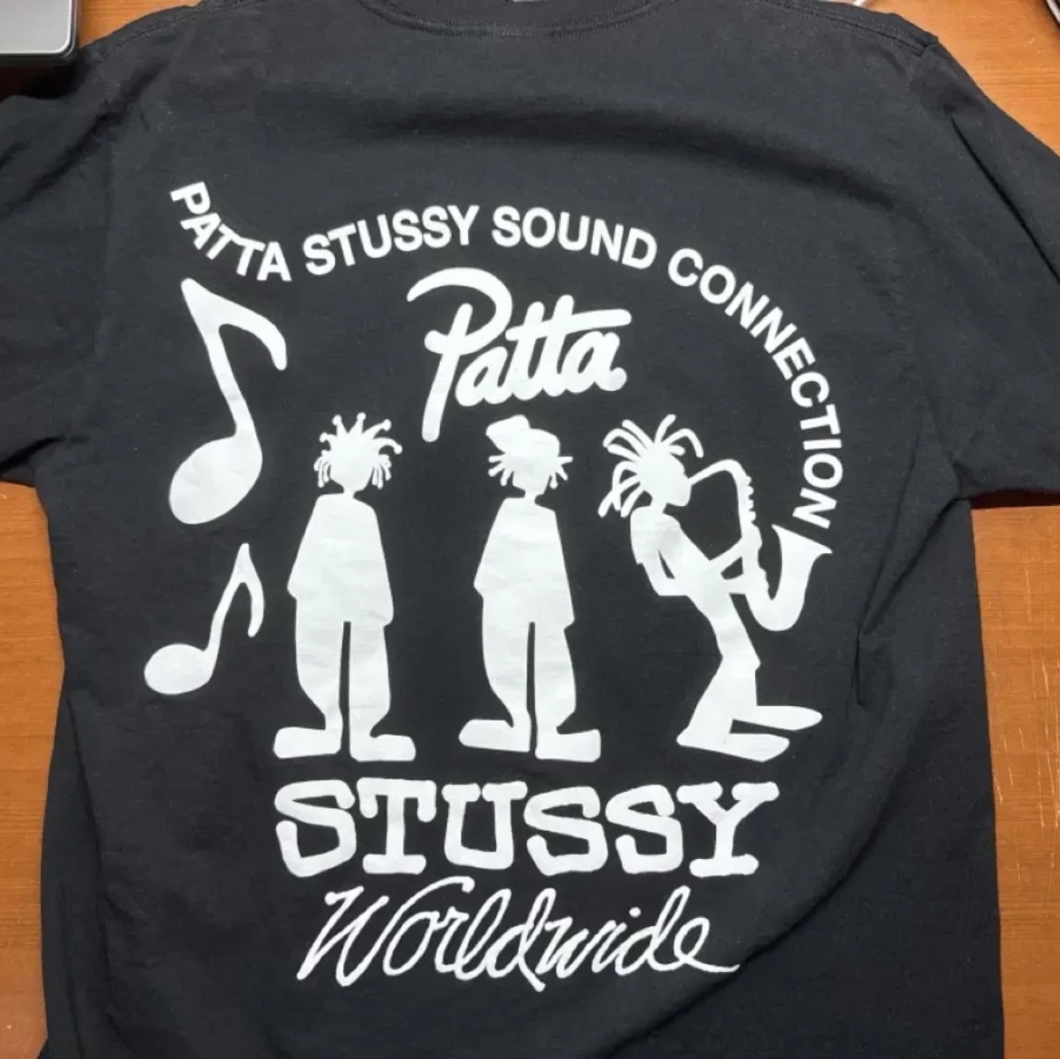 Stussy x Patta Sound Connection T-Shirt Black 착용 스타일