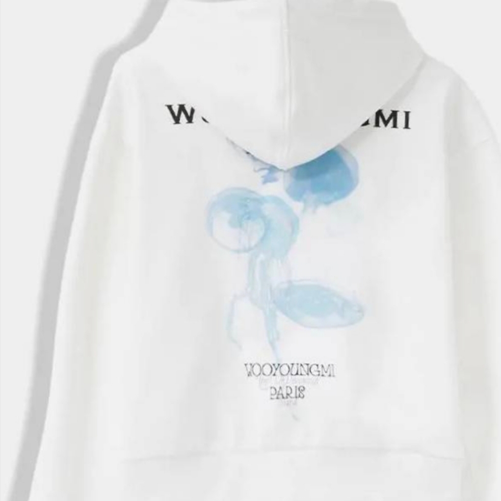 Wooyoungmi Luminescence Jellyfish Back Logo Hoodie Black - 24SS 착용 스타일