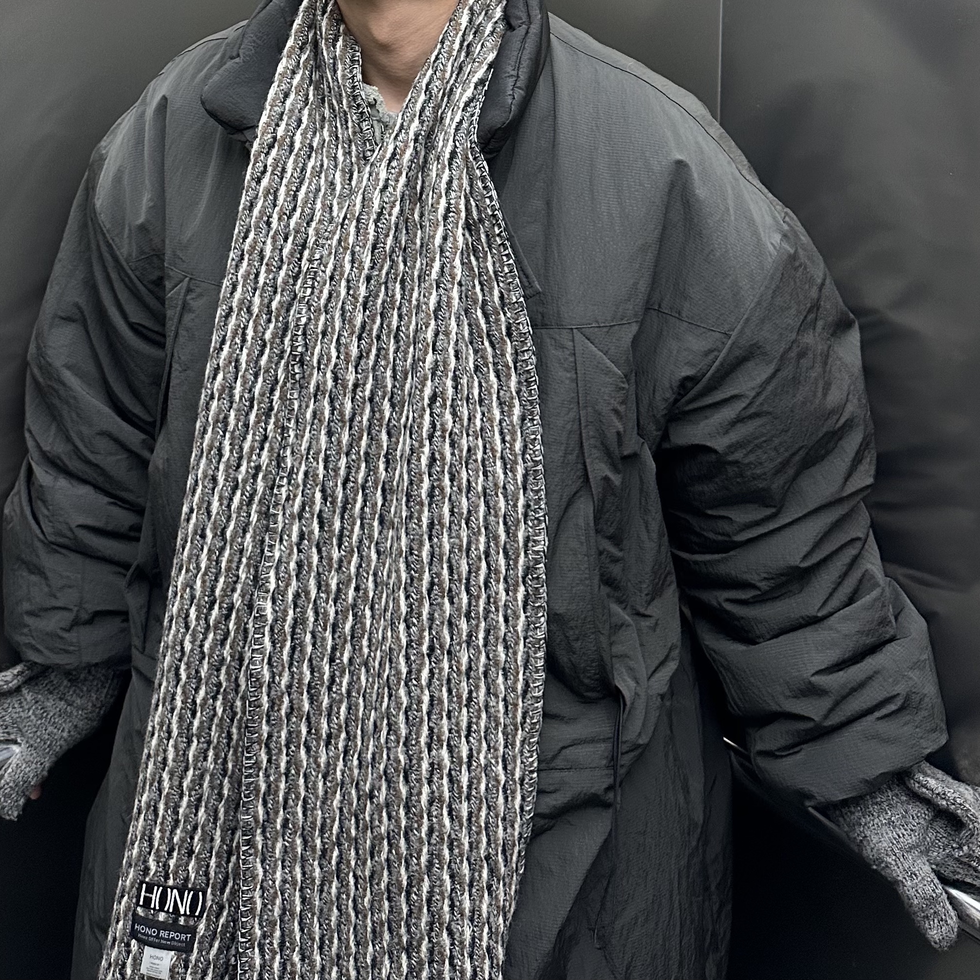 Hono Report Mixed Muffler Melange 착용 스타일