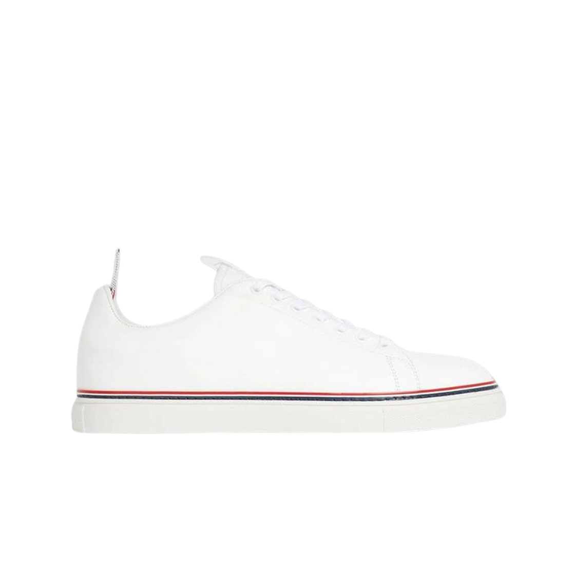 FFD100A-05584-100 (W) Thom Browne Vitello Calf Leather Tennis Shoes White