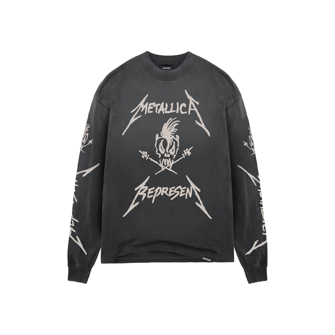 리프레젠트 x 메탈리카 개러지 Inc LS 티셔츠 스테인드 블랙 - 25SS(Represent x Metallica Garage Inc LS T-Shirt Stained Black - 25SS)