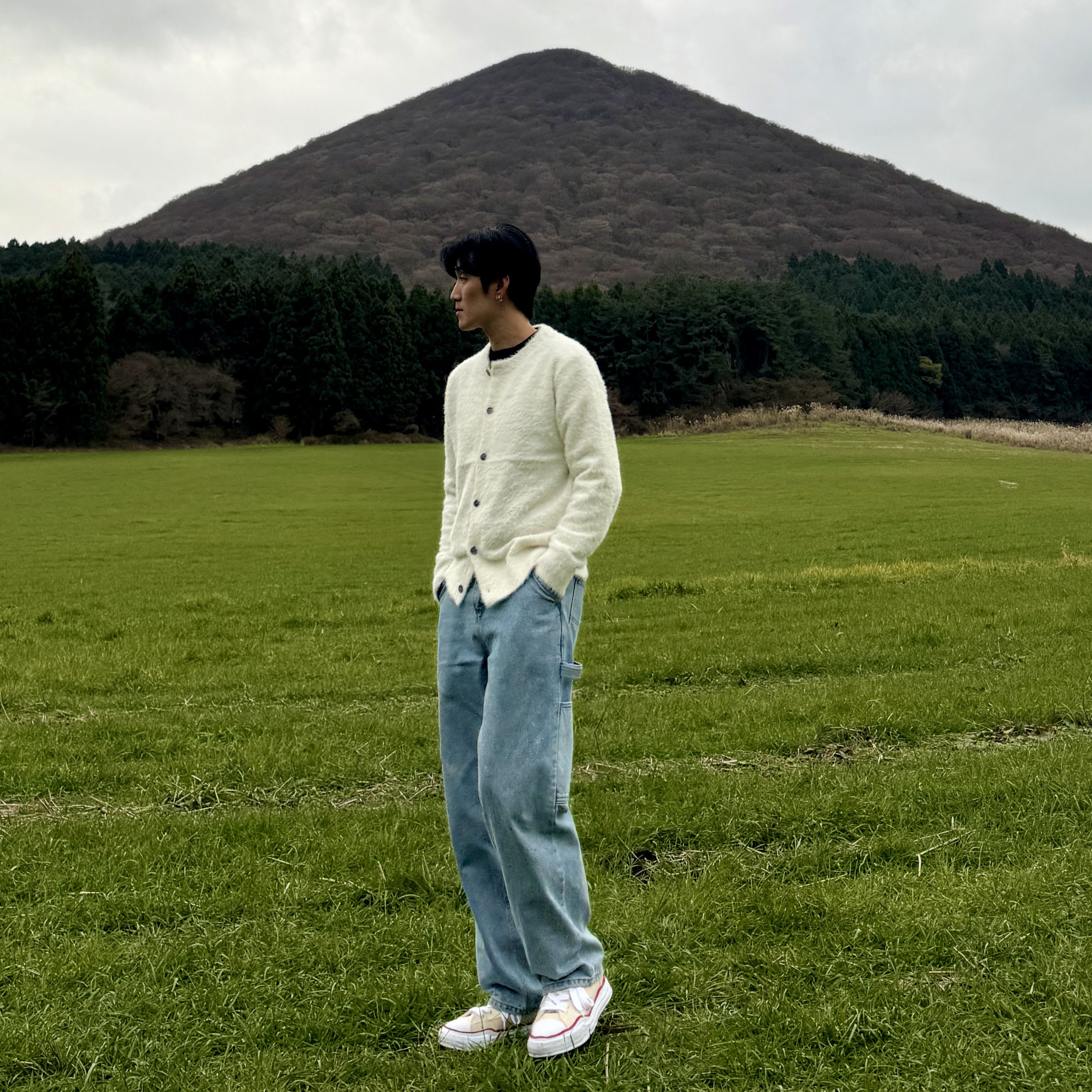 Maison Mihara Yasuhiro Peterson OG Sole Canvas Low-top Sneakers Natural 착용 스타일