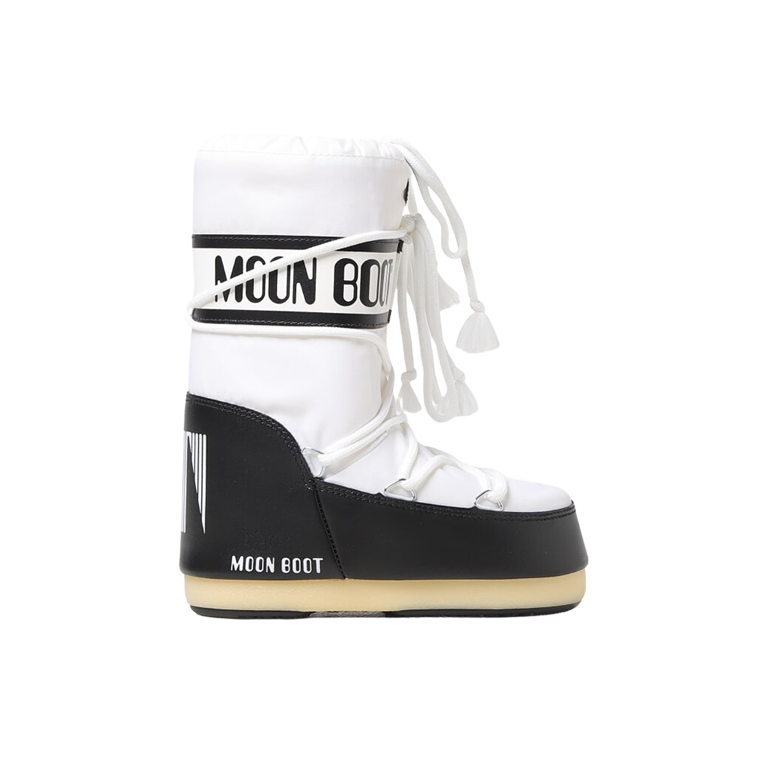 (W) 문부츠 아이콘 나일론 부츠 화이트 블랙((W) Moon Boot Icon Nylon Boots White Black)