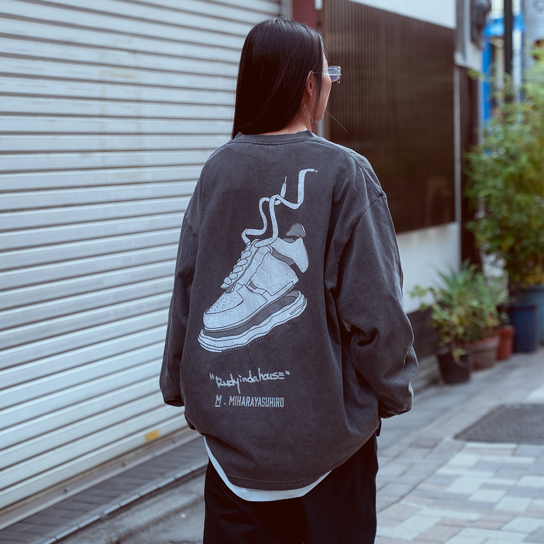 PB X 미하라 야스히로 롱슬리브 피그먼트 블랙(PB X Mihara Yasuhiro Long Sleeve Pigment Black) - 4