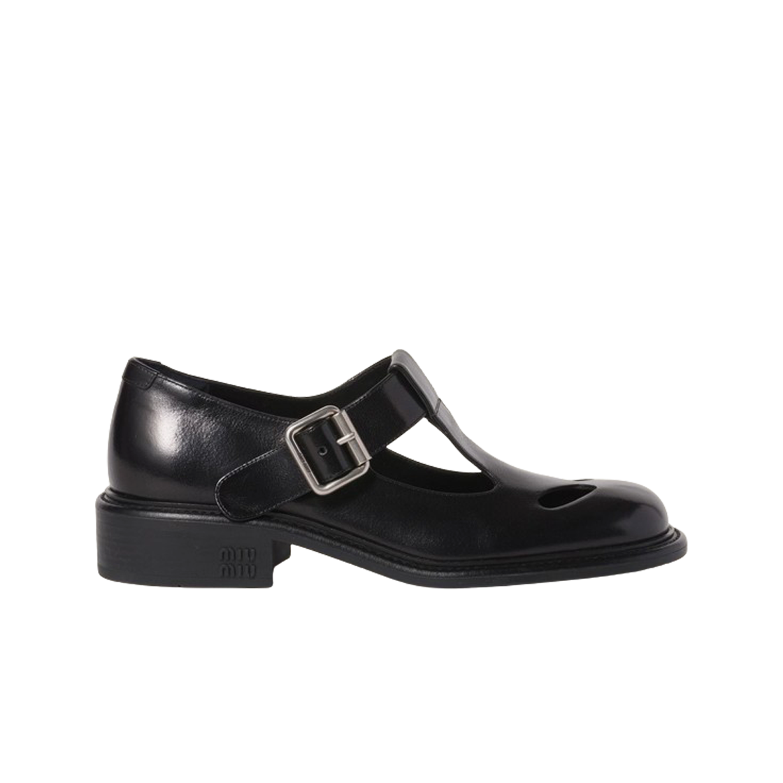 5E318E-007-F0002 (W) Miu Miu Leather T-Bar Shoes Black