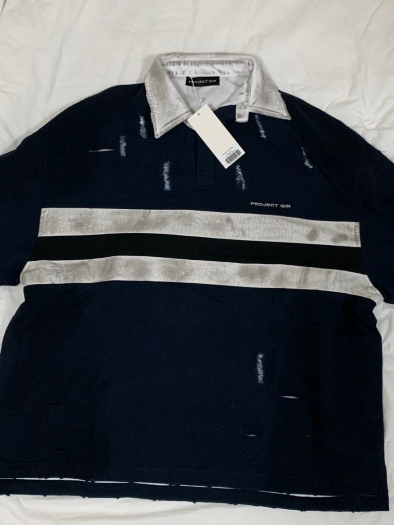 Project G/R Bullied Polo Shirts Navy 착용 스타일