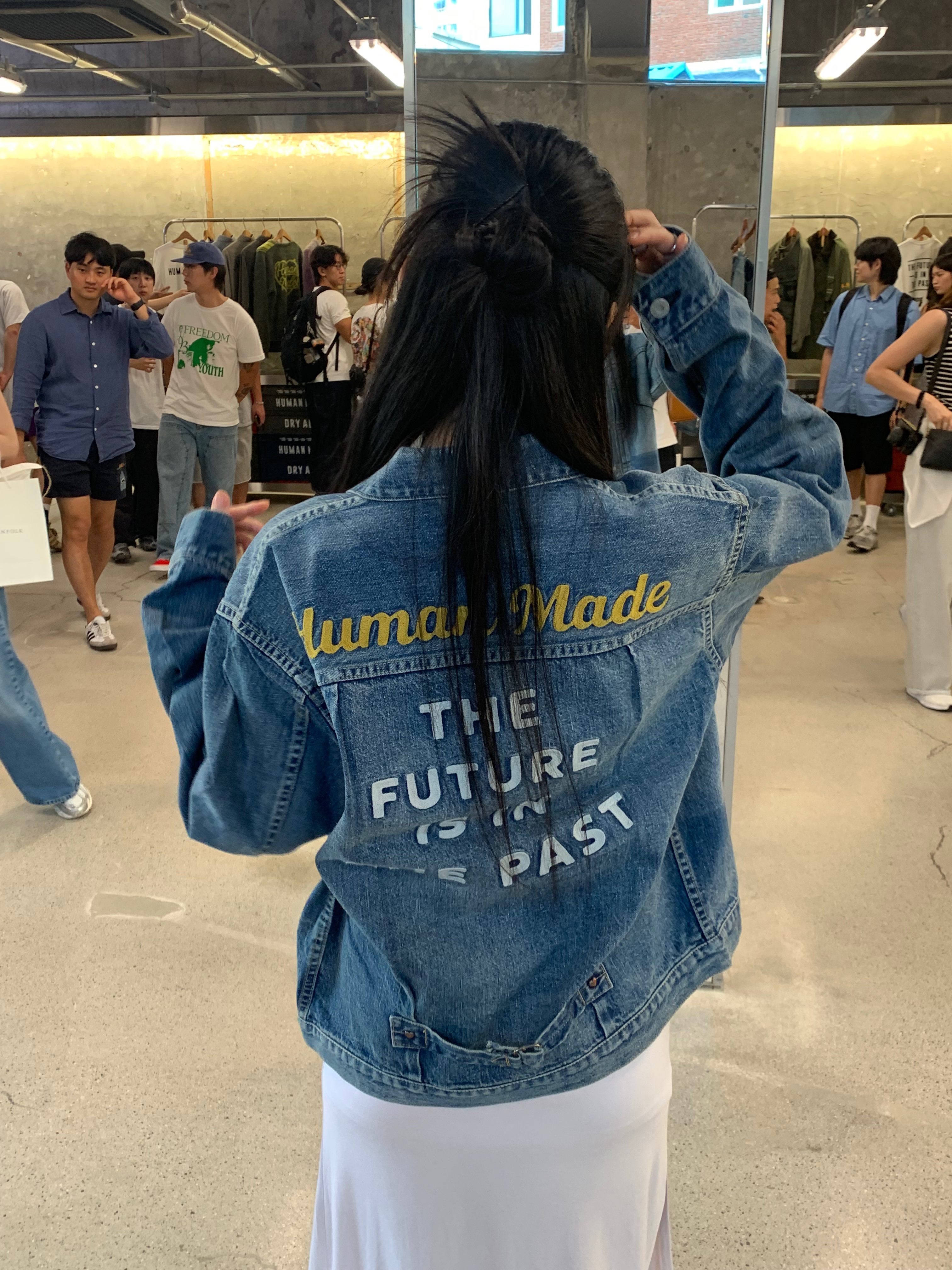 Human Made Denim Work Jacket Future Indigo 착용 스타일 - 1