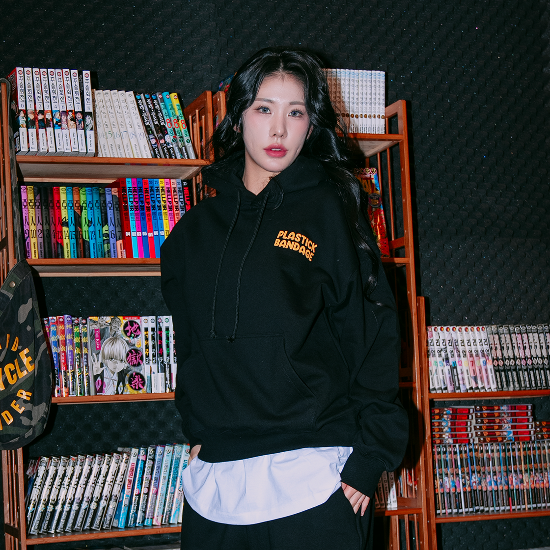플라스틱 밴디지 플라워 써클 로고 후디 블랙(Plastick Bandage Plower Circle Logo Hoodie Black) - 3