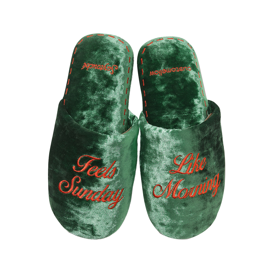 커스텀멜로우 세이투셰 벨벳 룸 슈즈 그린(Customellow Say Touche Velvet Room Shoes Green)