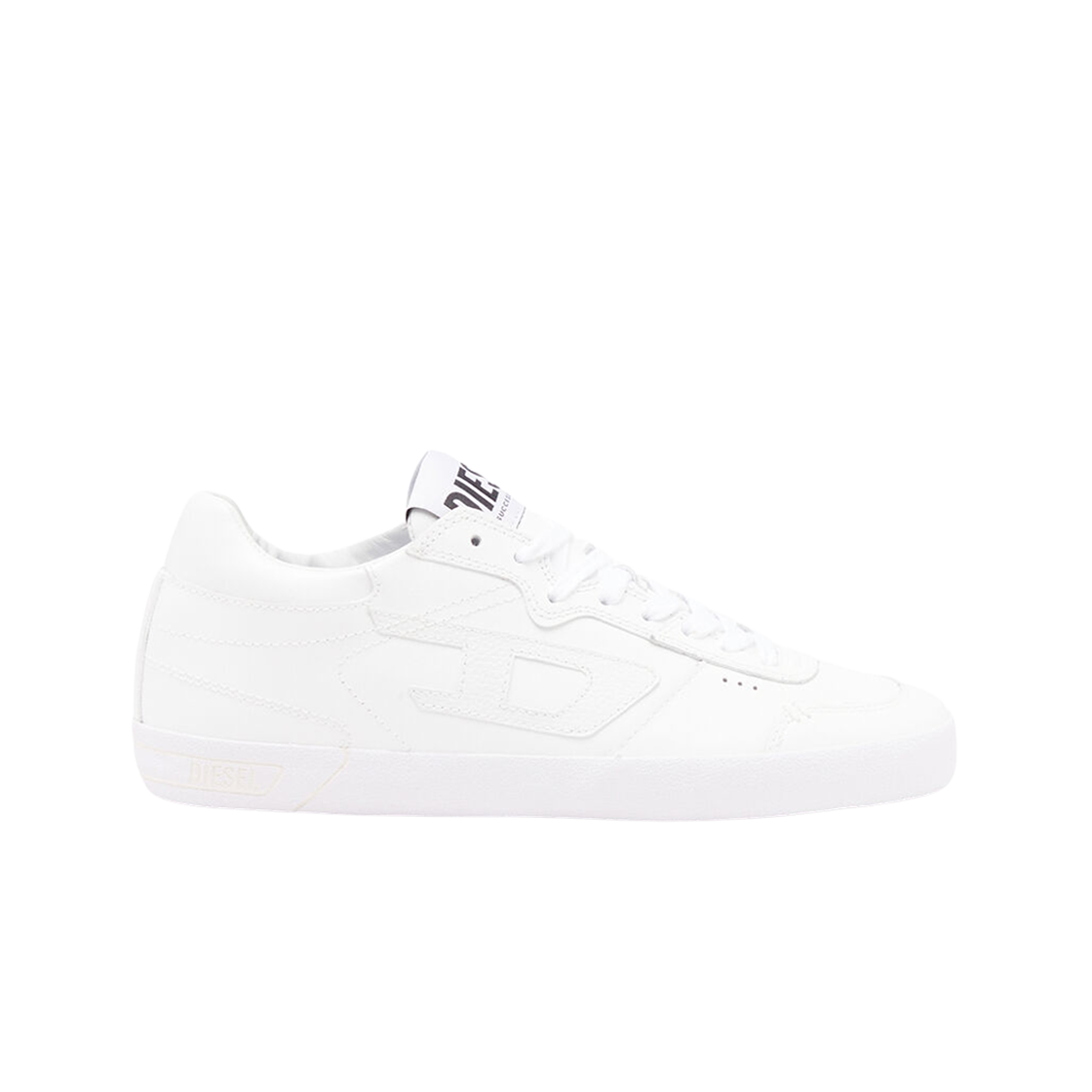 Y03336PR030-T1003 Diesel S-Leroji Low Top Leather Sneakers with D Branding White