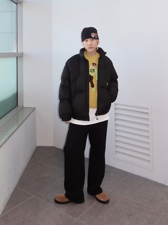 TONY HAWK Torrey Pines High Neck Down Short Puffer Black 착용 스타일 - 1