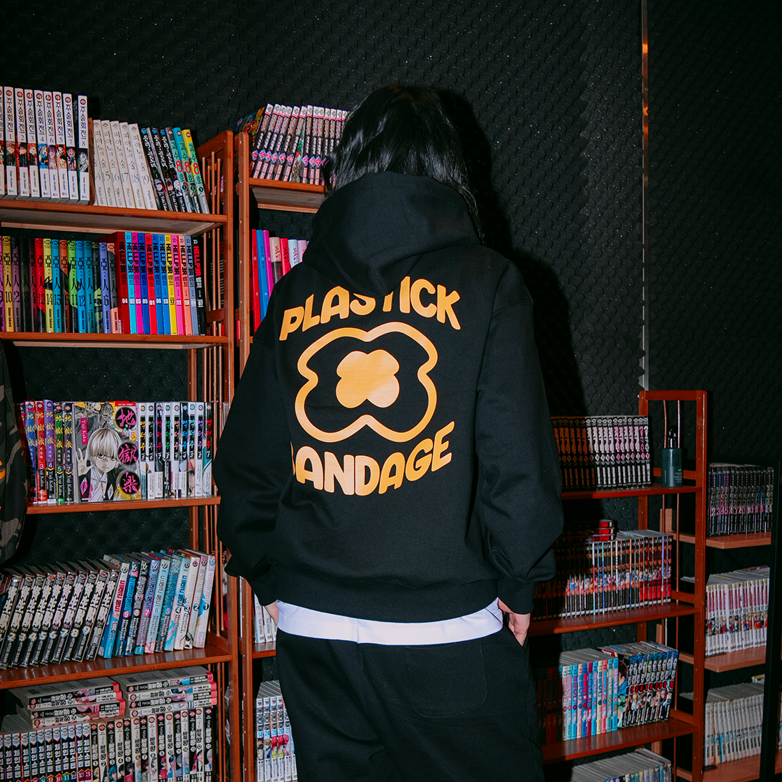 플라스틱 밴디지 플라워 써클 로고 후디 블랙(Plastick Bandage Plower Circle Logo Hoodie Black) - 4