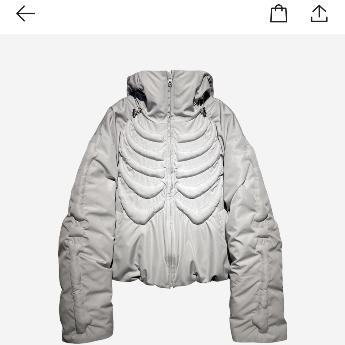 Surgery Bone Embossing Puffer Jacket Light Grey 착용 스타일