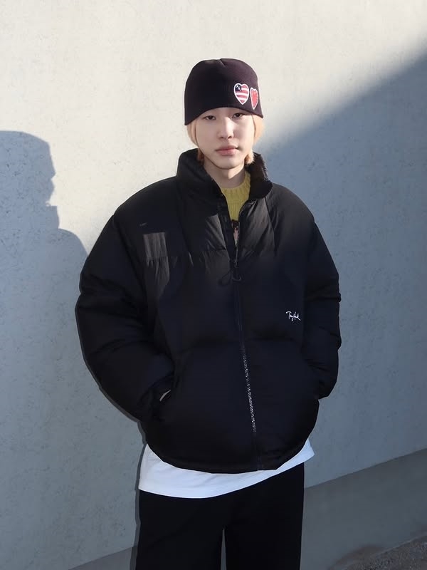 TONY HAWK Torrey Pines High Neck Down Short Puffer Black 착용 스타일 - 2