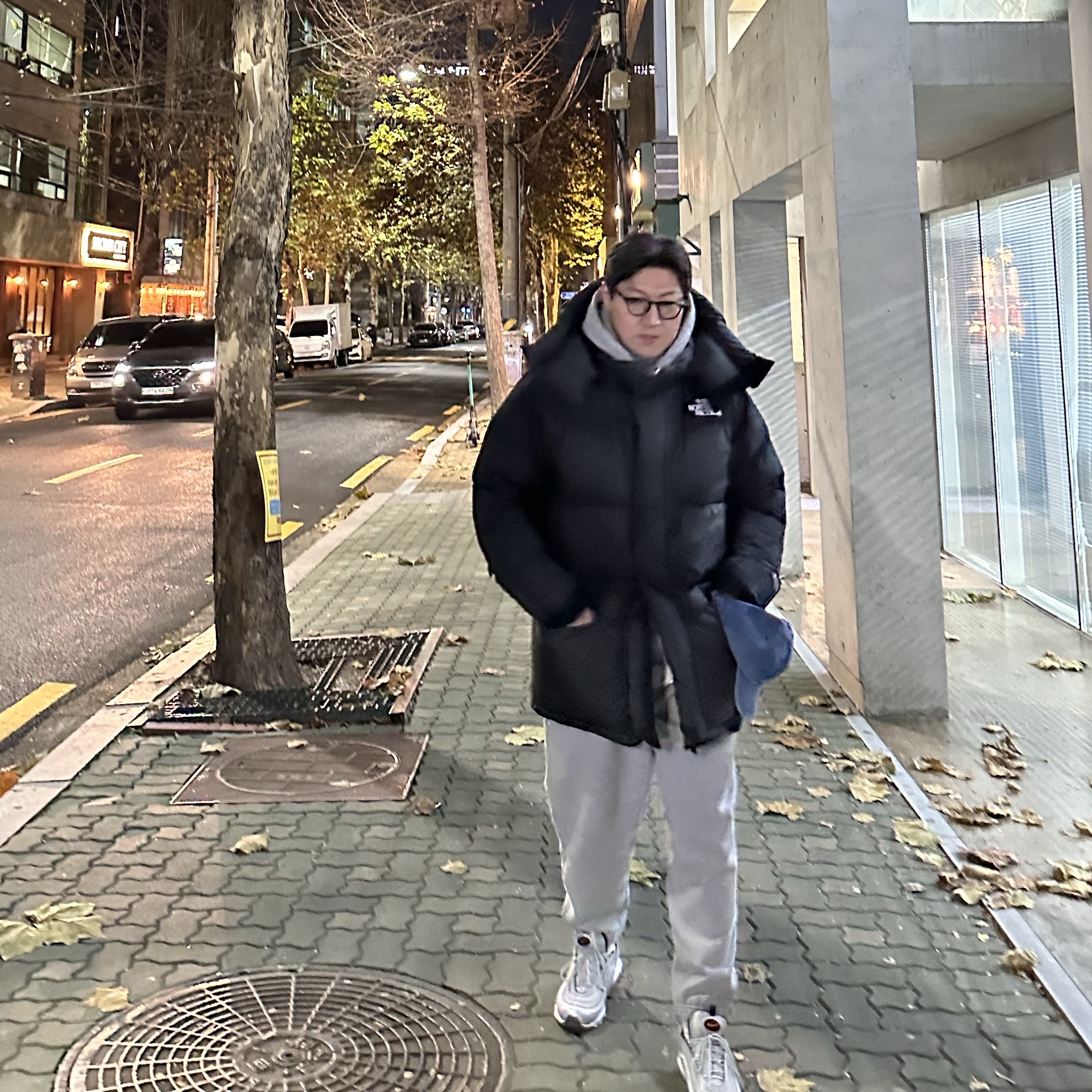 The North Face Him Down Parka Black, Nike NRG Solo Swoosh Fleece Pants Dark Grey Heather - Asia 착용 스타일