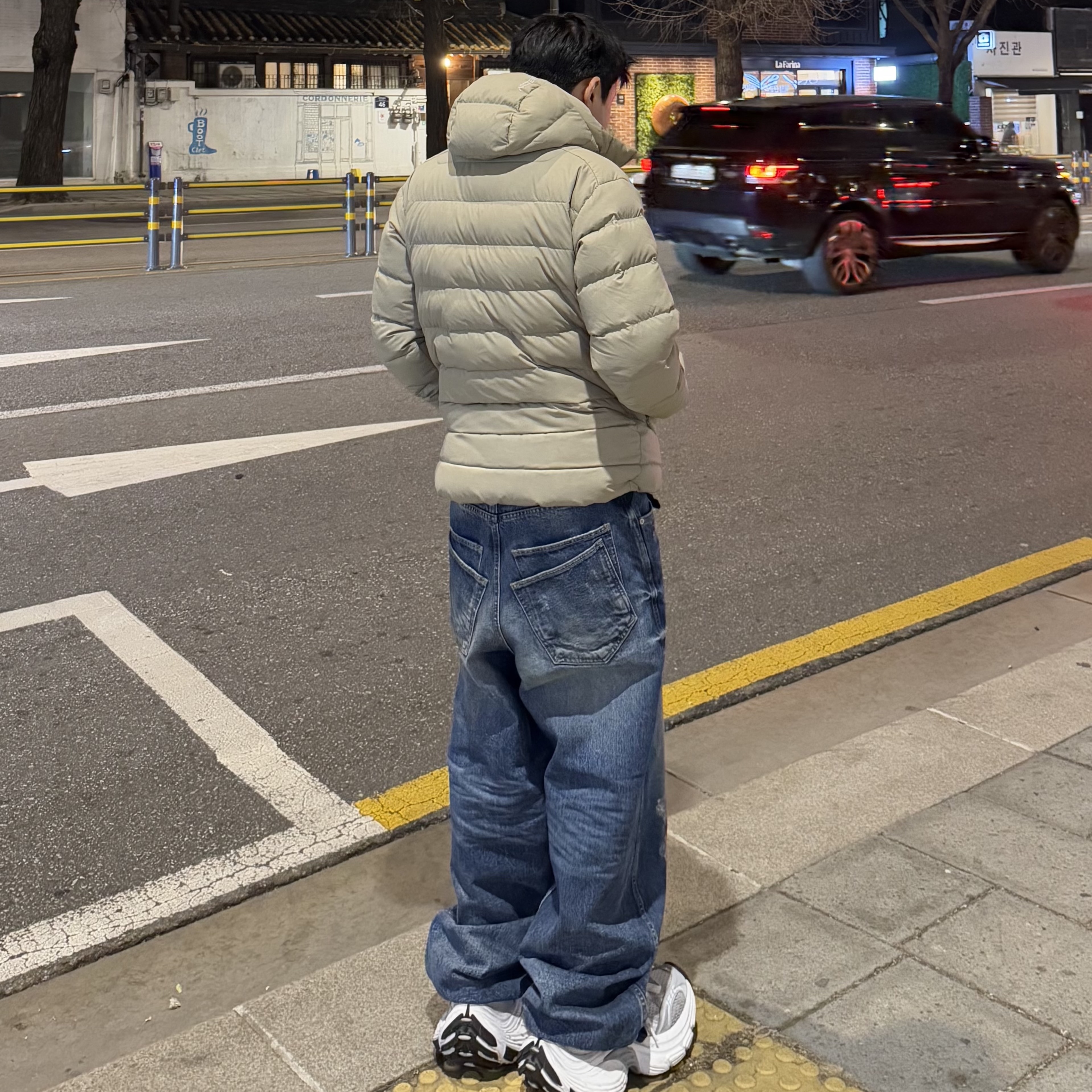 Arc'teryx Thorium Hoody Smoke Bluff, Nonnod Double Pocket Japanese Denim Mid Blue 착용 스타일