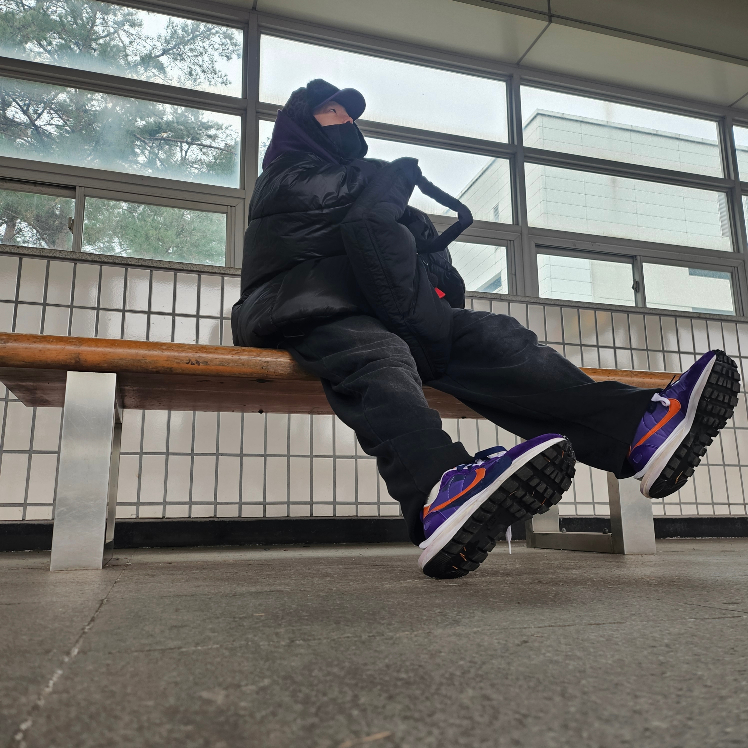 Supreme Box Logo Hooded Sweatshirt Dark Purple - 23FW, HRTM x NAROO V101 Half Balaclava Black 착용 스타일 - 5