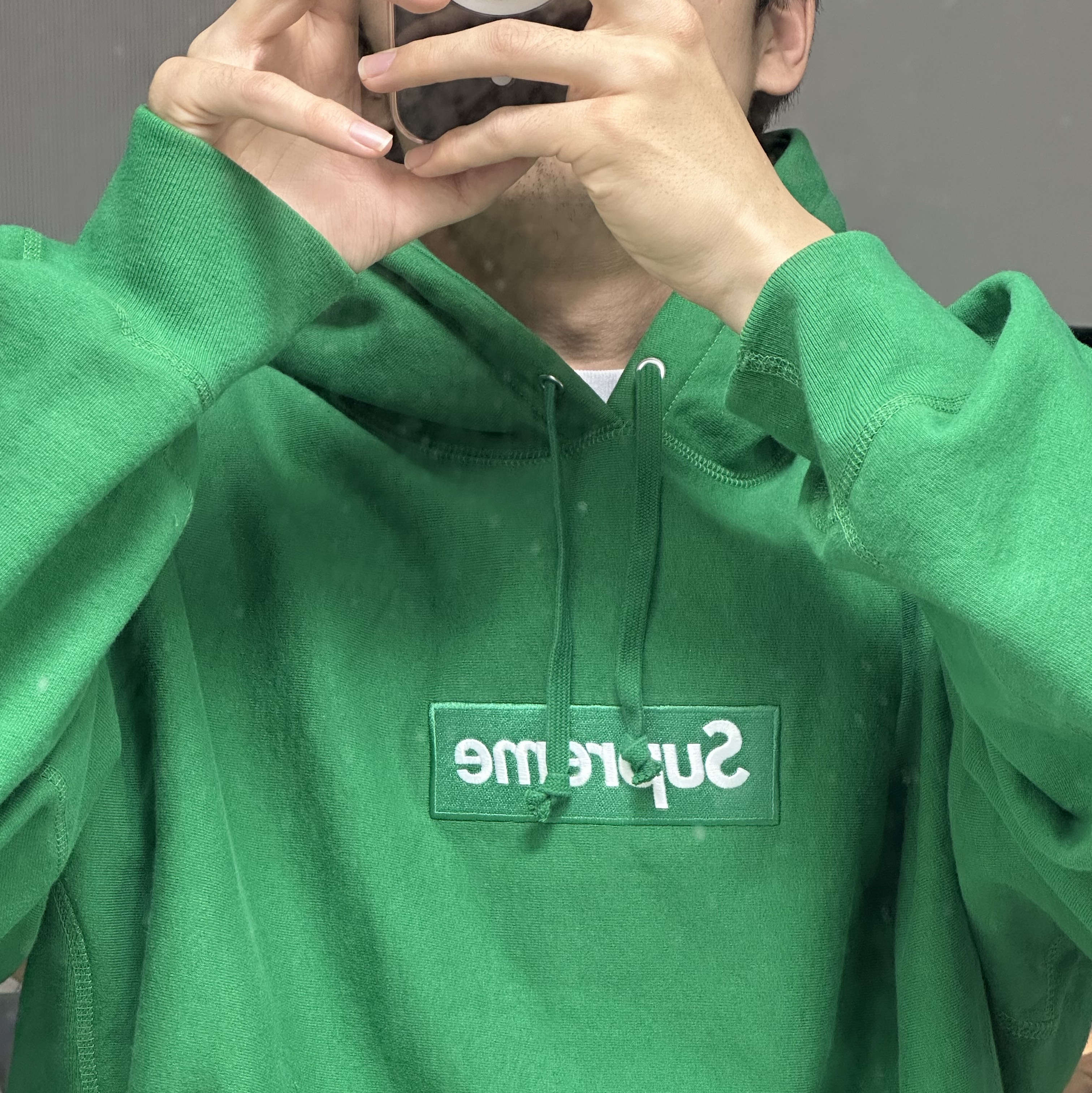 Supreme Box Logo Hooded Sweatshirt Green - 24FW 착용 스타일