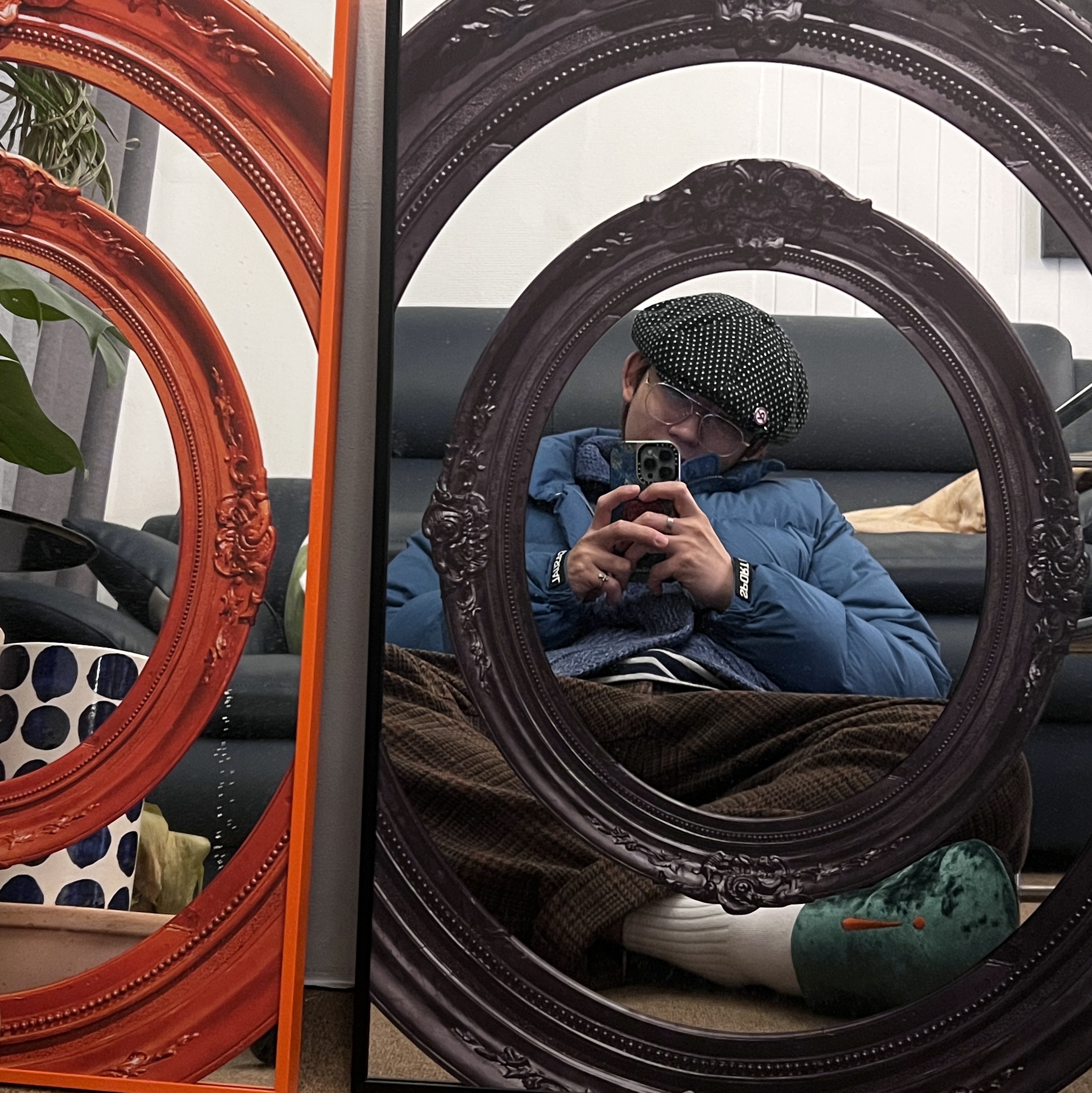 Say Touche Framex3 Mirror Black, Say Touche Framex3 Mirror Orange 착용 스타일 - 1